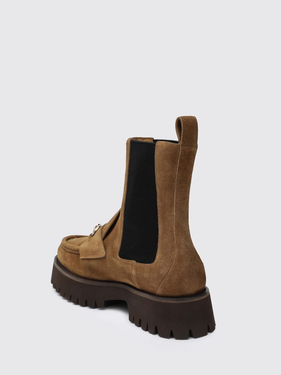 GUCCI STIVALI: Stivaletto Horsebit Gucci in camoscio , Cuoio - Img 3