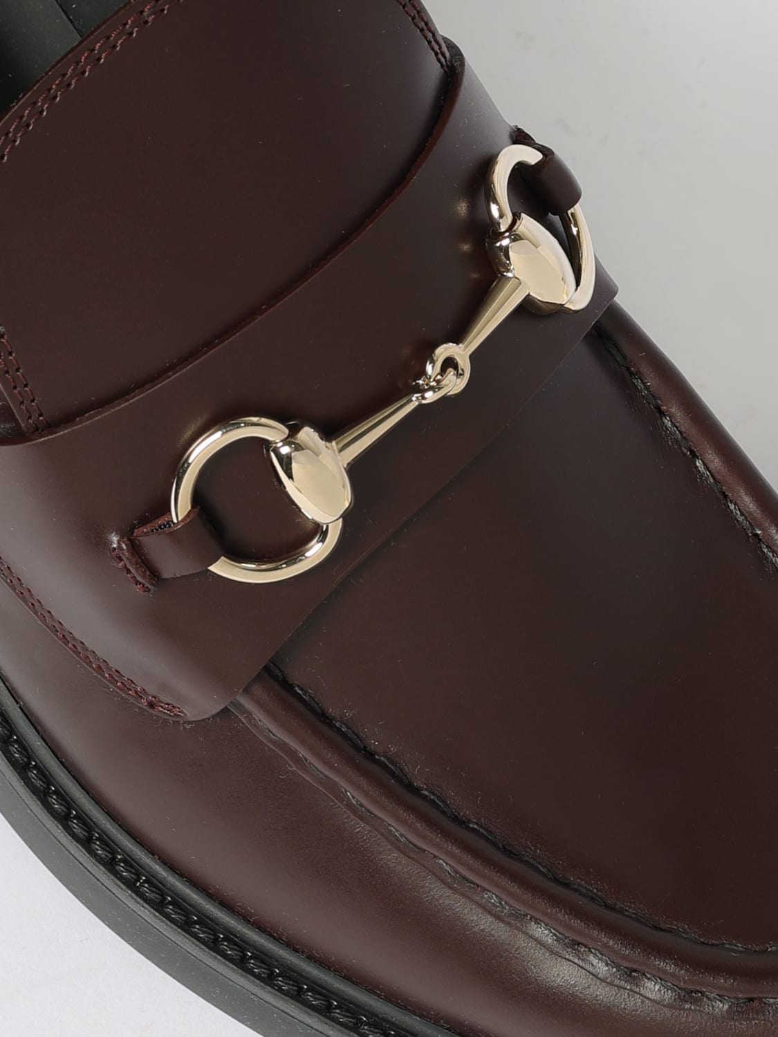 GUCCI MOCASSINI: Mocassino Horsebit Gucci in pelle spazzolata , Marrone - Img 4