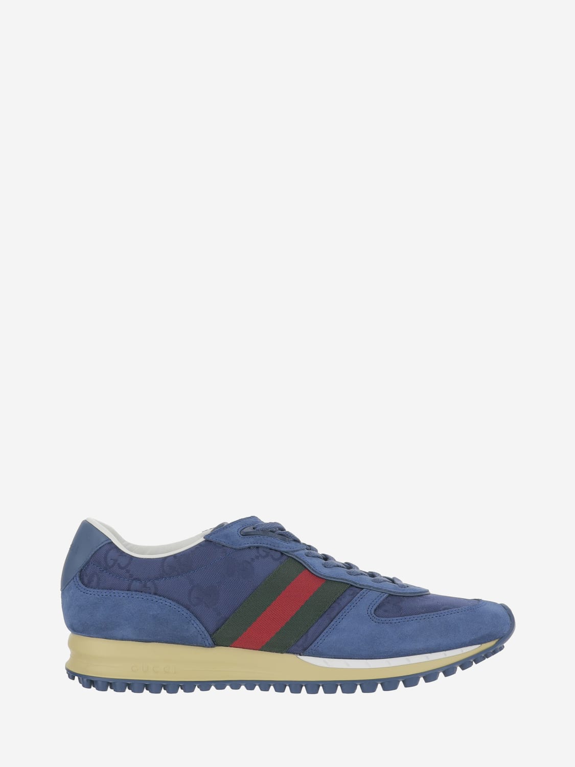 GUCCI SNEAKERS: Sneakers Re-Motion Gucci in camoscio e misto cotone jacquard, Blue - Img 1