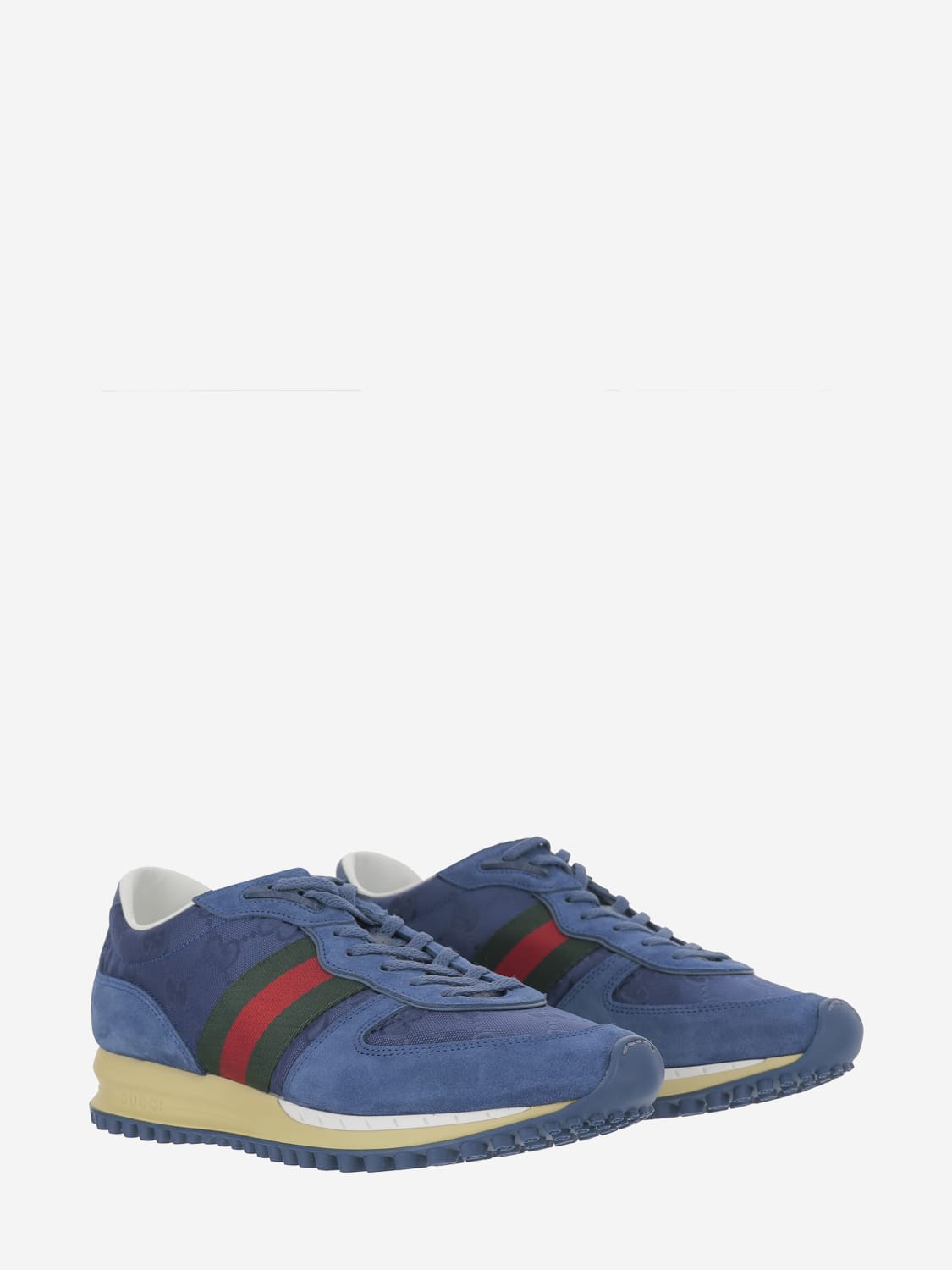 GUCCI SNEAKERS: Sneakers Re-Motion Gucci in camoscio e misto cotone jacquard, Blue - Img 2