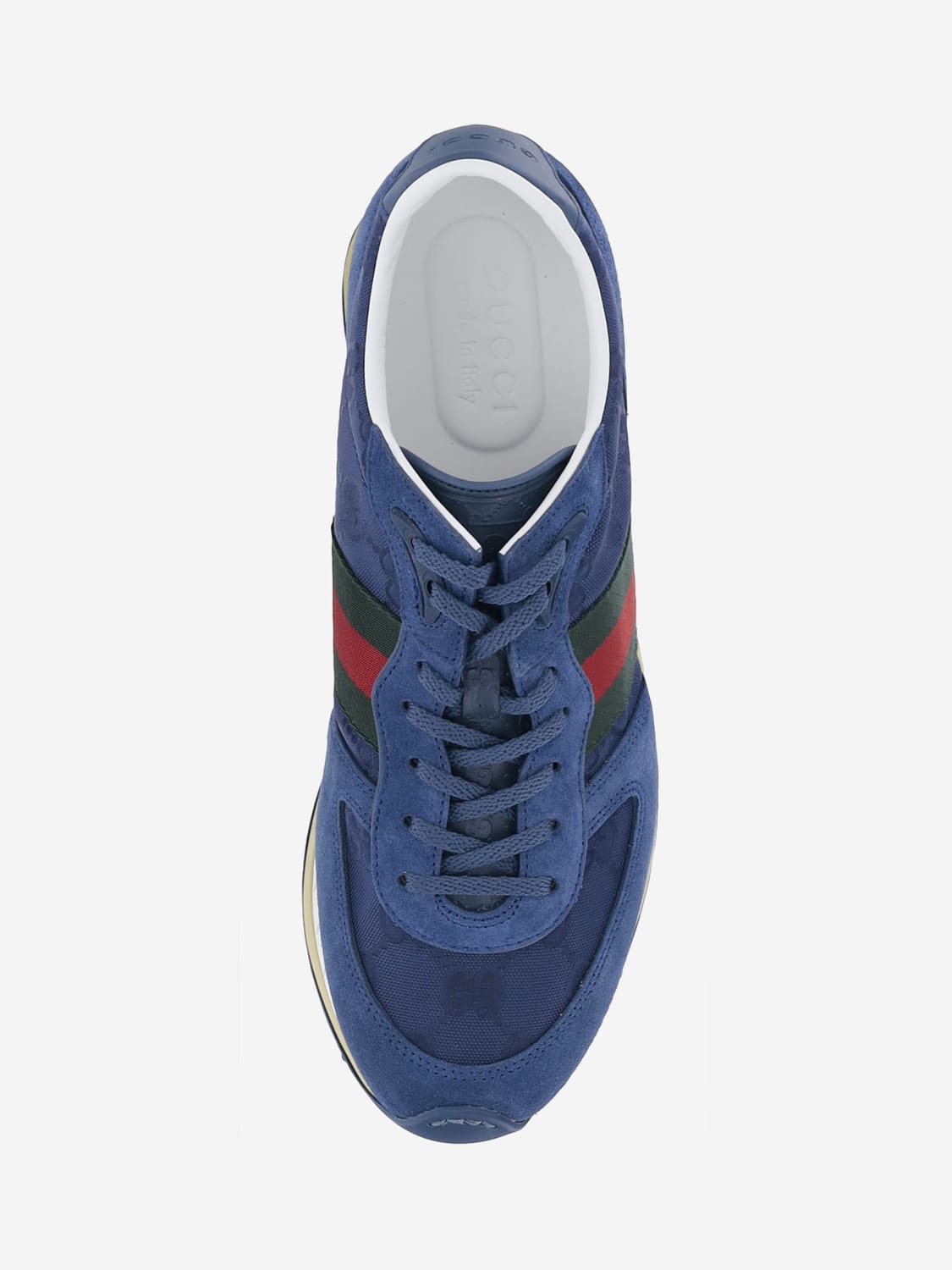 GUCCI SNEAKERS: Sneakers Re-Motion Gucci in camoscio e misto cotone jacquard, Blue - Img 4