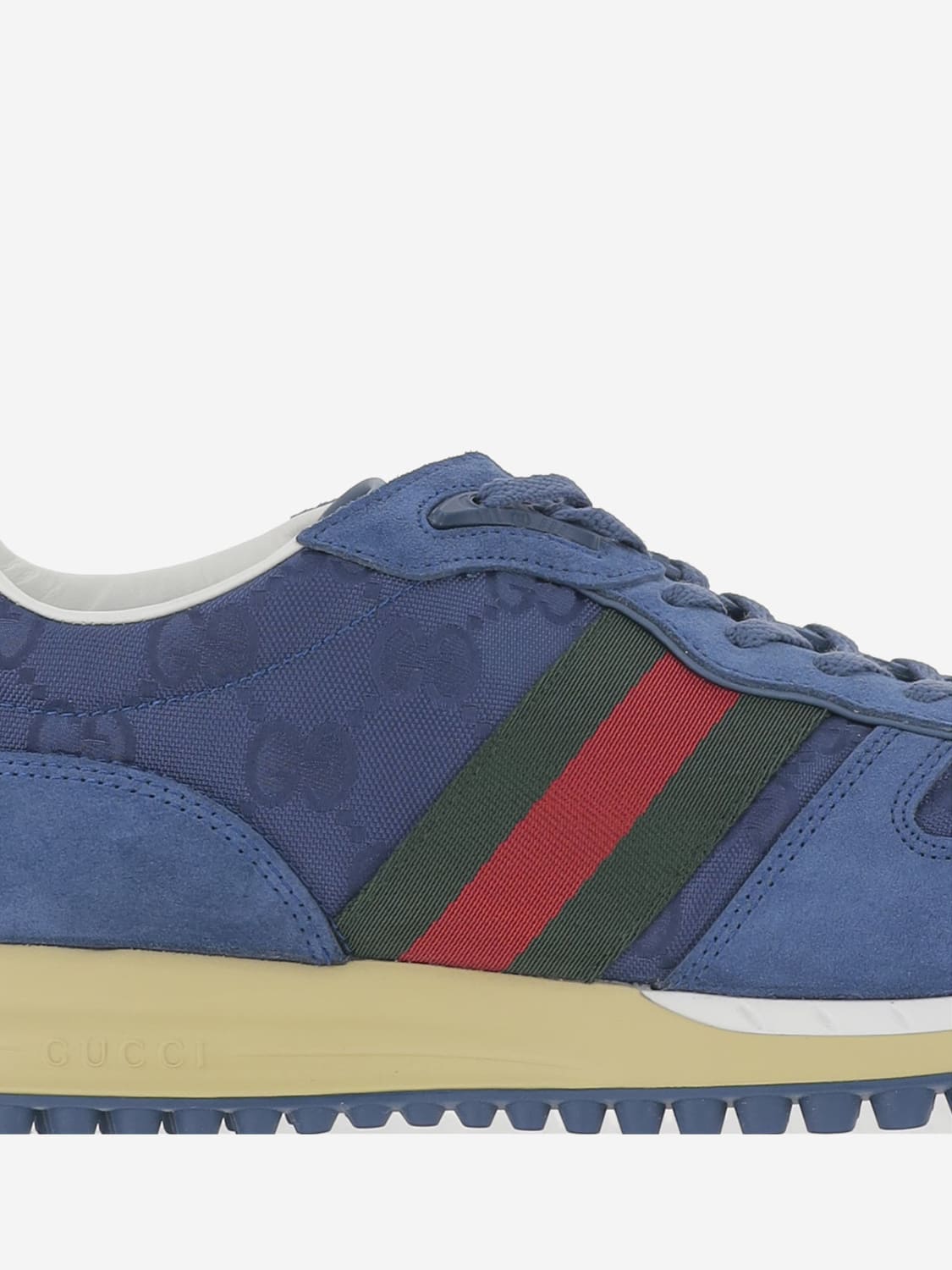 GUCCI SNEAKERS: Sneakers Re-Motion Gucci in camoscio e misto cotone jacquard, Blue - Img 5