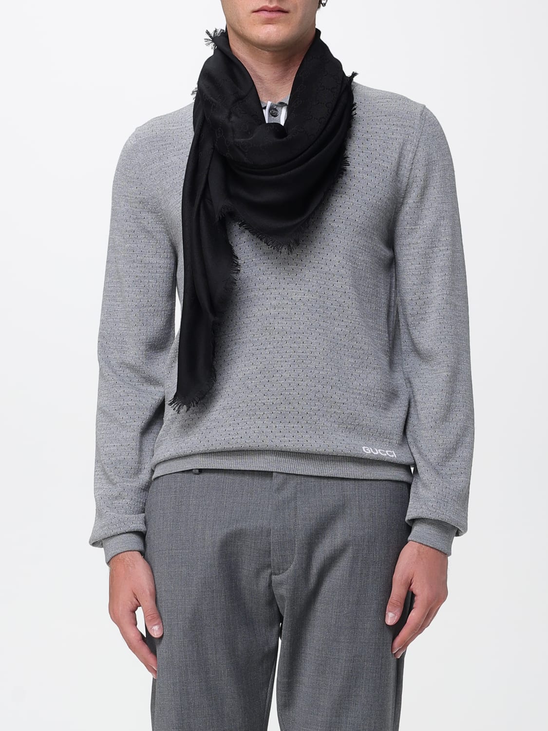 GUCCI SCARF: Scarf men Gucci, Black - Img 2