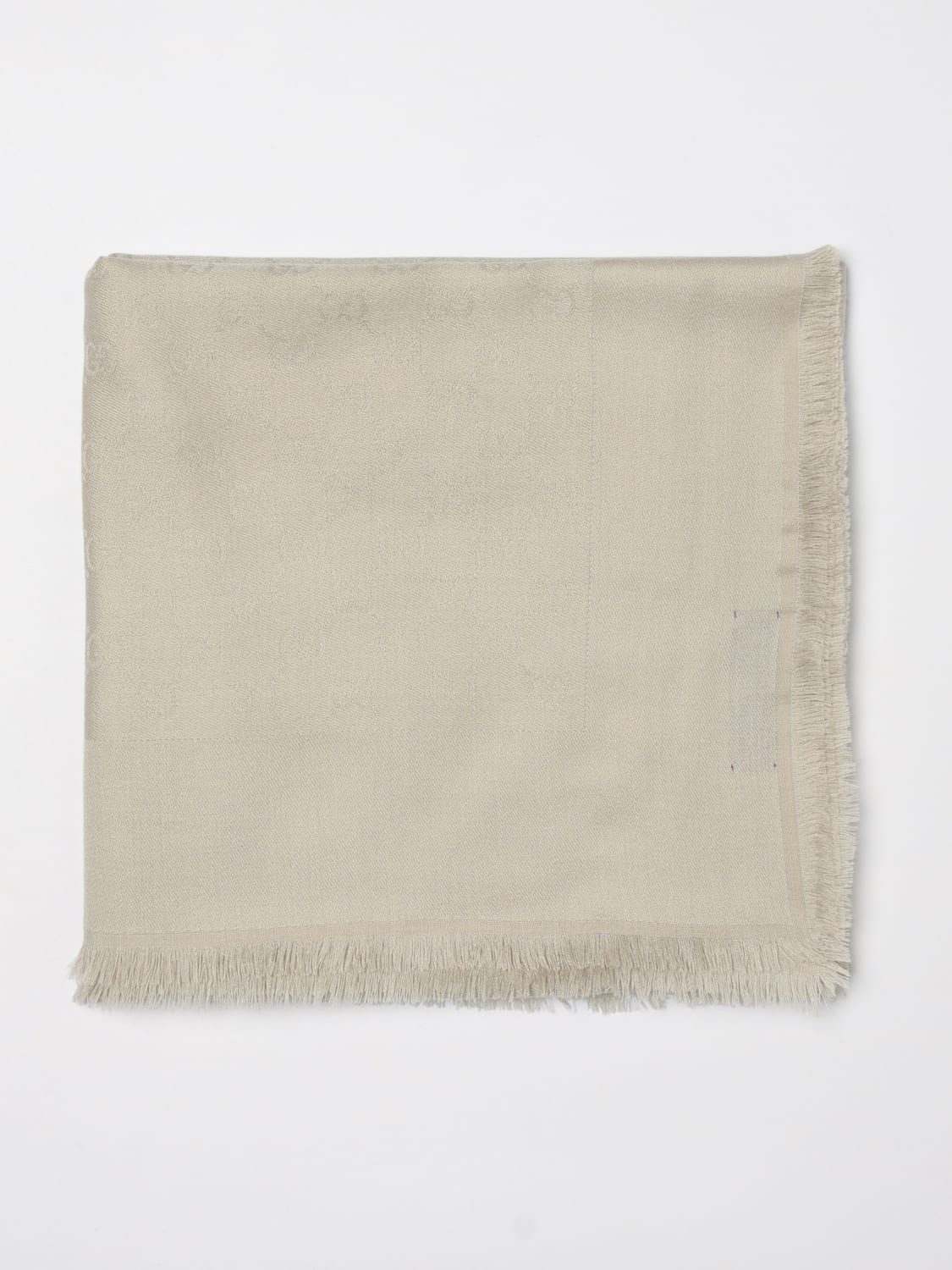 GUCCI SCIARPA: Sciarpa Gucci in seta e lana con monogram GG jacquard, Grigio - Img 1