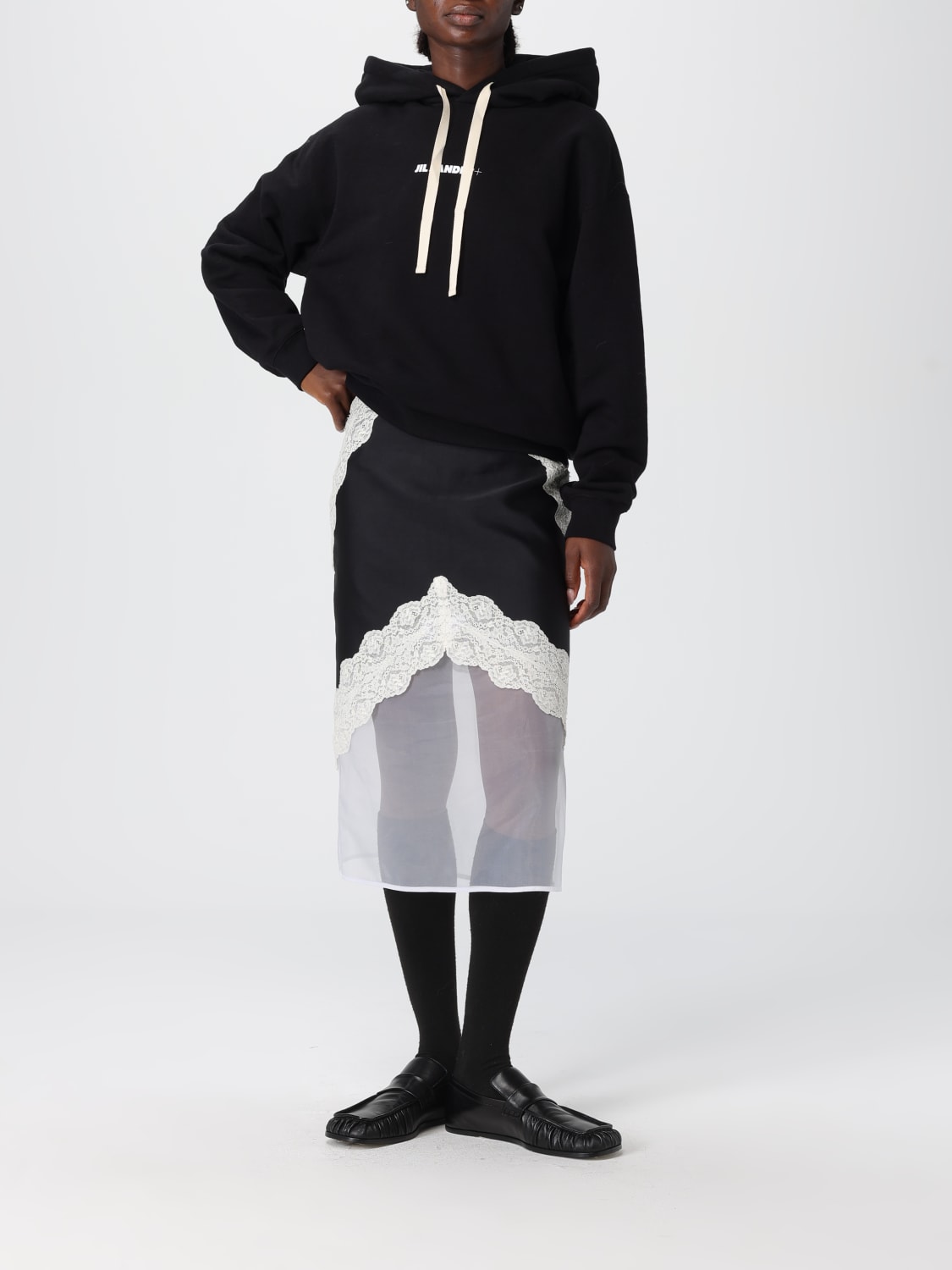 JIL SANDER FELPA: Felpa con cappuccio Jil Sander in cotone , Nero - Img 2