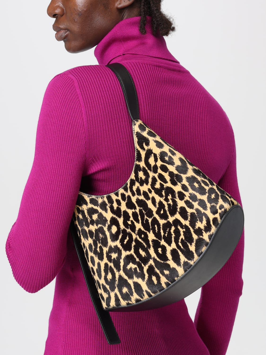 JIL SANDER BORSA A SPALLA: Borsa Eldorado Jil Sander in cavallino animalier e pelle , Fantasia - Img 2