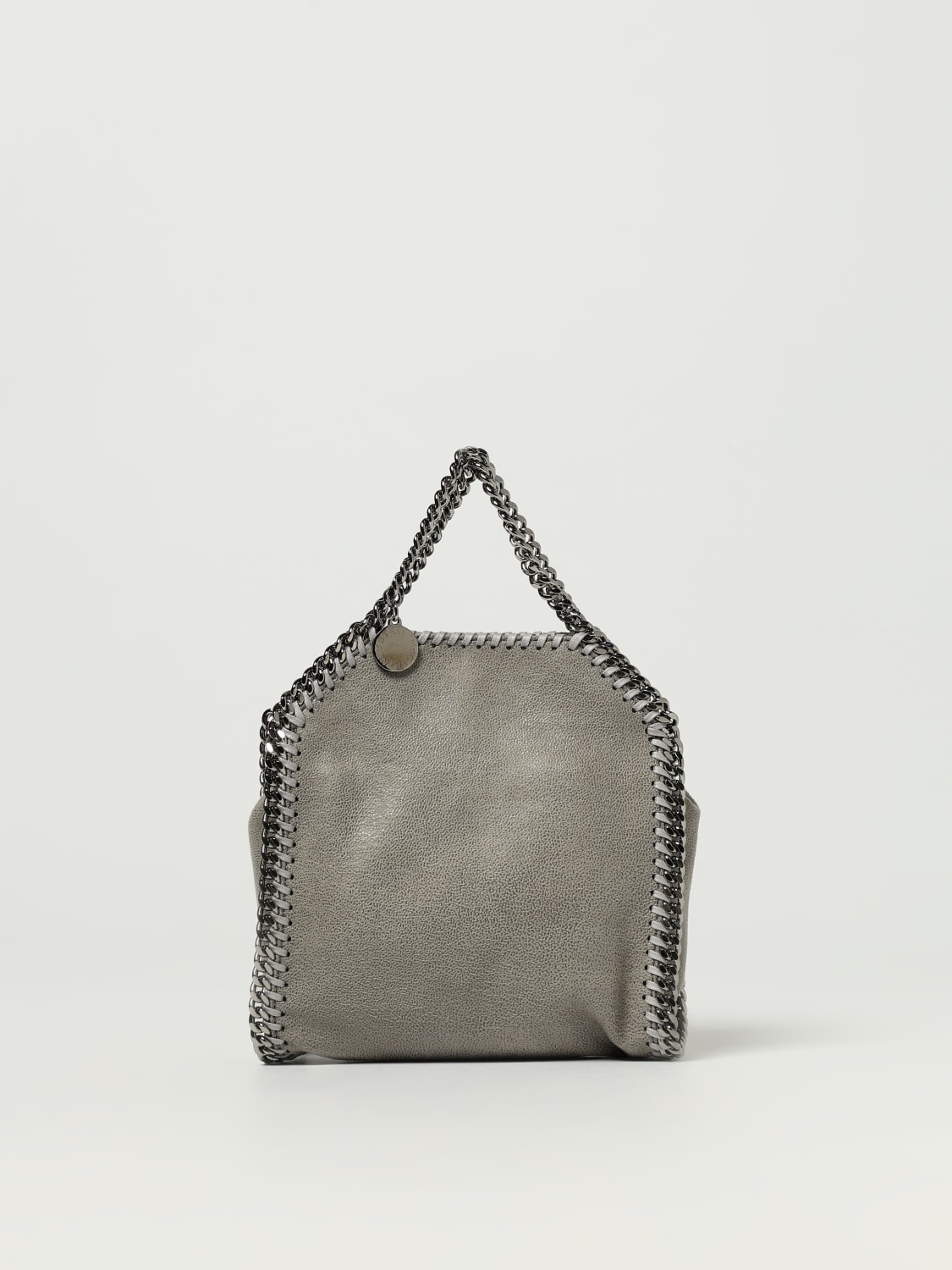STELLA MCCARTNEY BORSA MINI: Borsa Falabella Micro Stella McCartney in camoscio sintetico cracklè, Grigio - Img 1