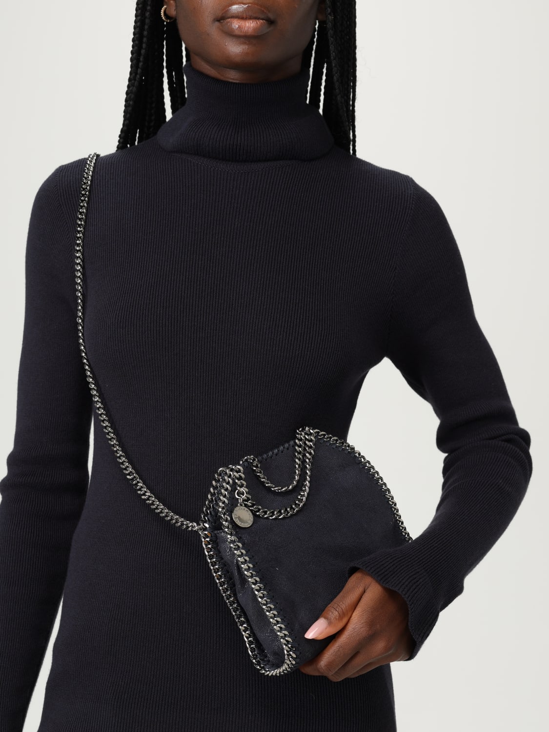 STELLA MCCARTNEY BORSA MINI: Borsa Falabella Micro Stella McCartney in camoscio sintetico cracklè, Blue - Img 2