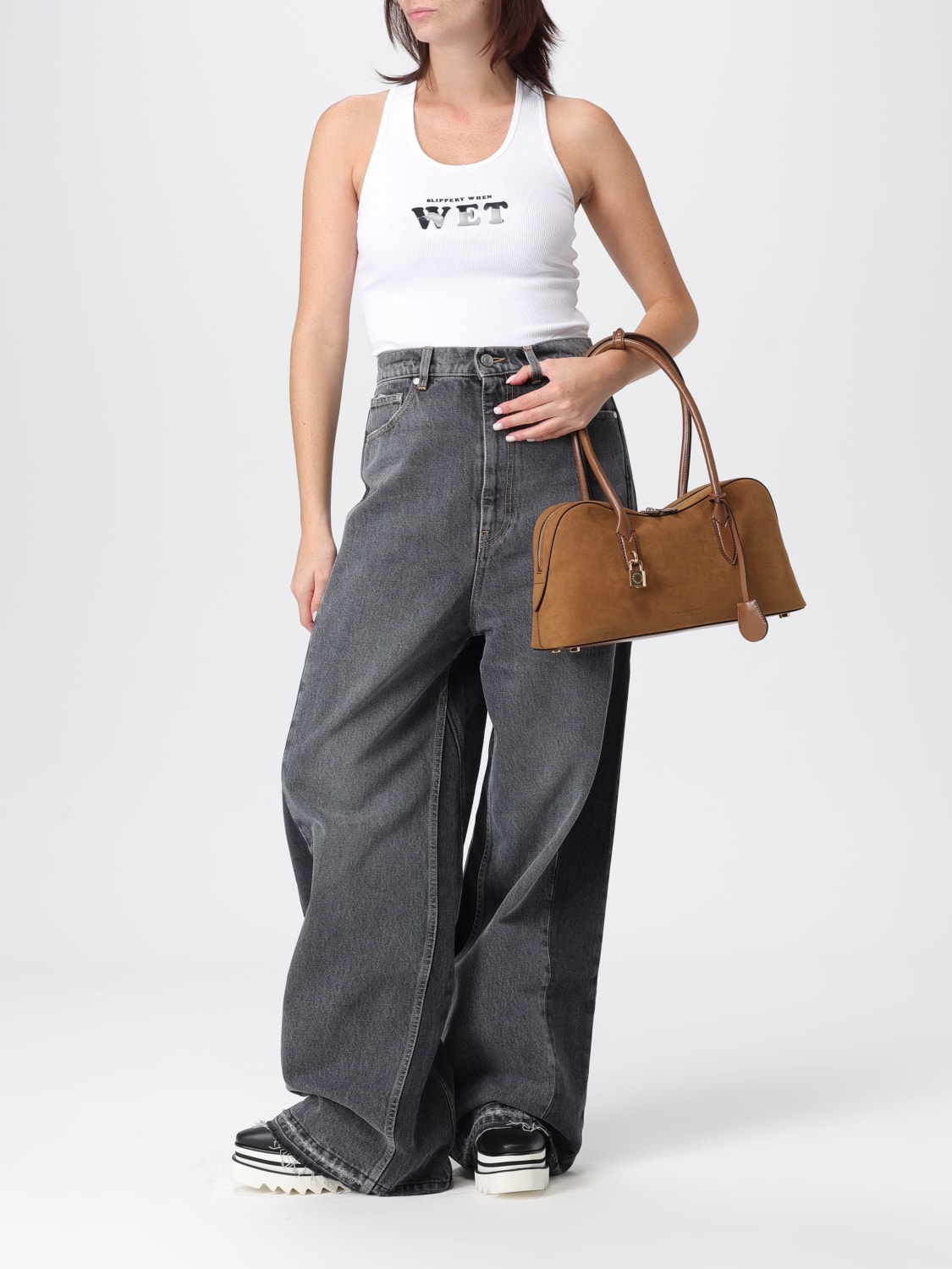 STELLA MCCARTNEY BORSA A SPALLA: Borsa Ryder Stella McCartney in camoscio sintetico , Cuoio - Img 2