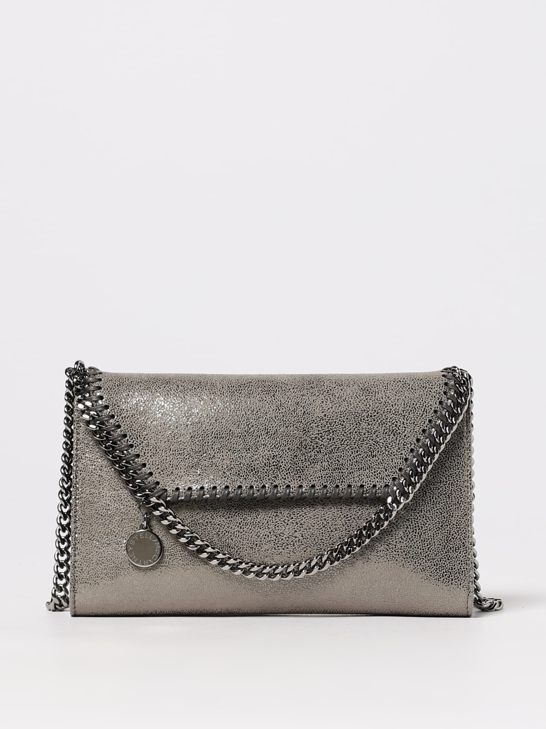 STELLA MCCARTNEY BORSA MINI: Borsa Mini Falabella Stella McCartney in pelle sintetica cracklè , Grigio - Img 1
