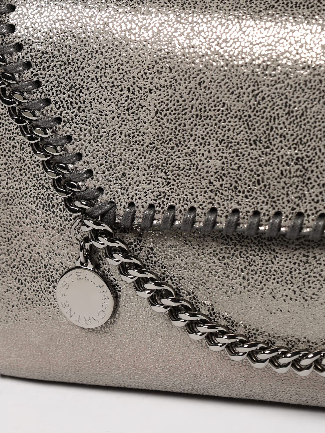 STELLA MCCARTNEY BORSA MINI: Borsa Mini Falabella Stella McCartney in pelle sintetica cracklè , Grigio - Img 3