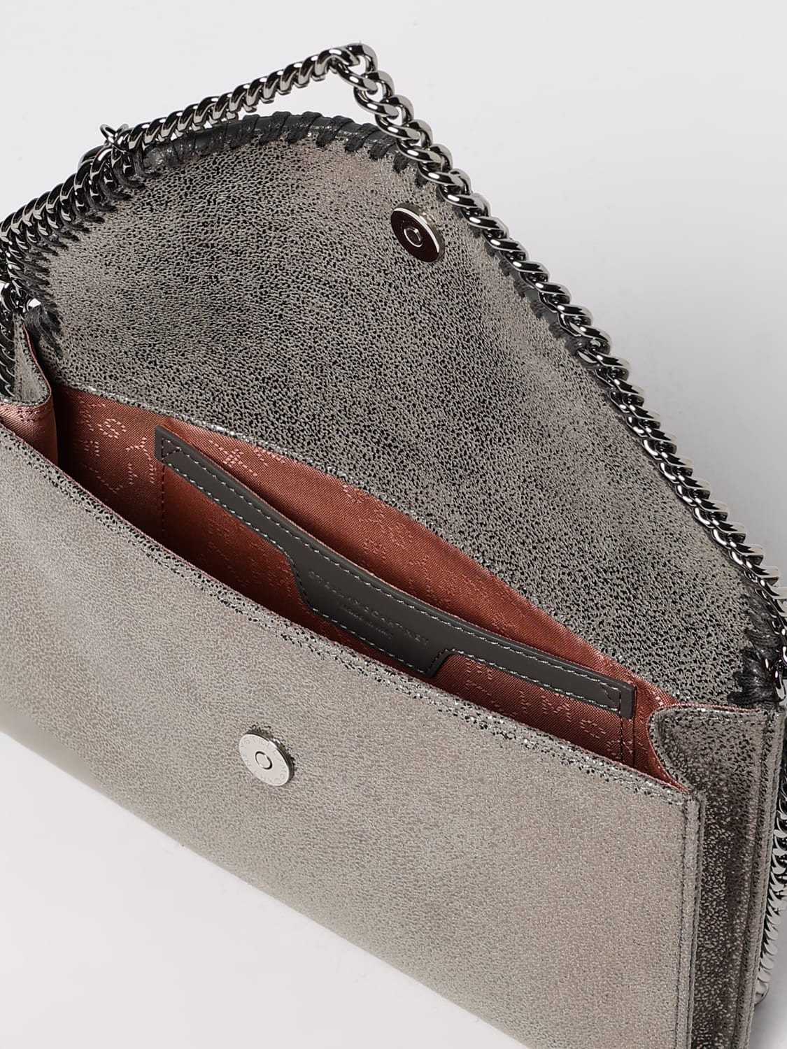 STELLA MCCARTNEY BORSA MINI: Borsa Mini Falabella Stella McCartney in pelle sintetica cracklè , Grigio - Img 4