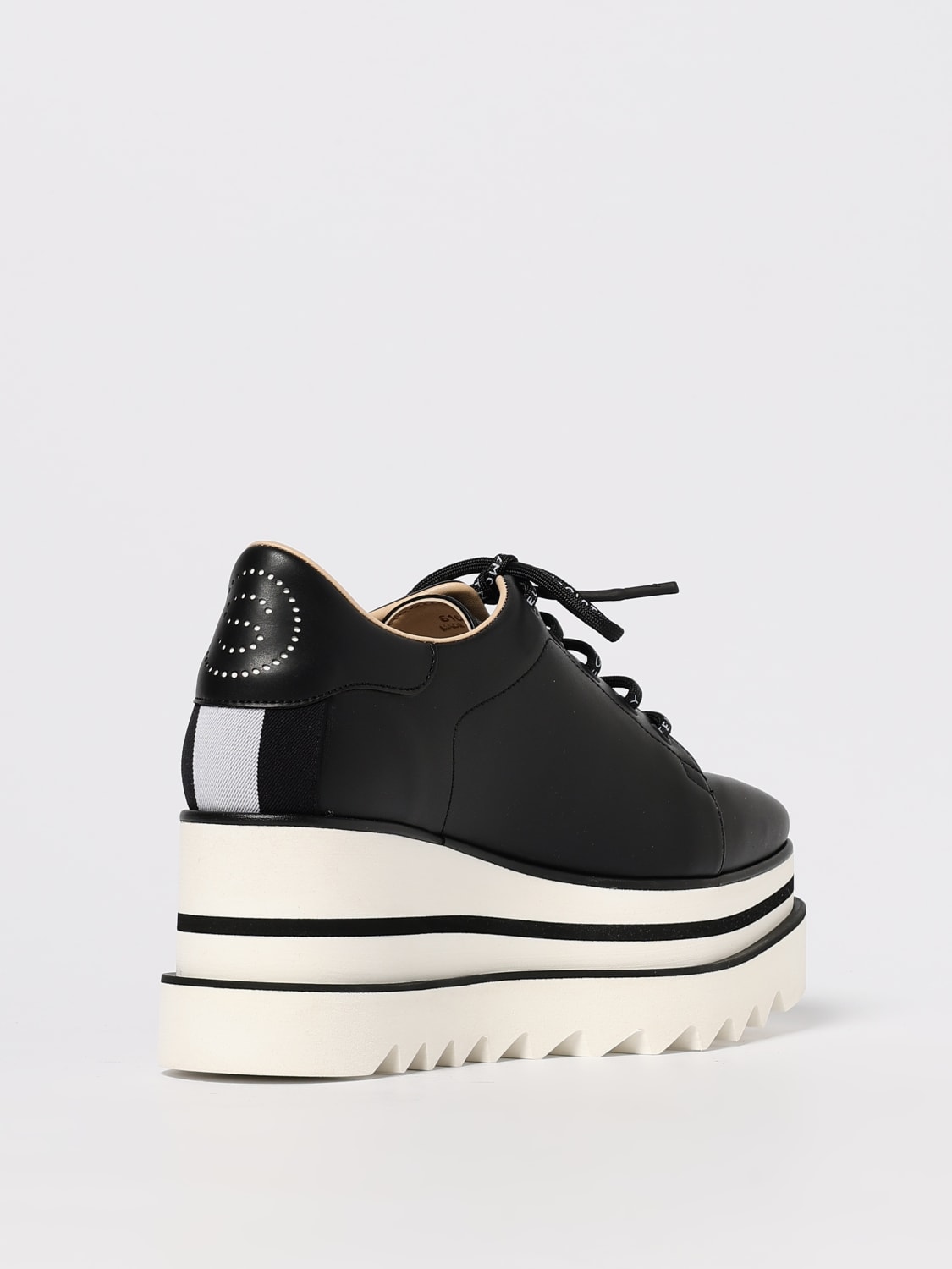 STELLA MCCARTNEY STRINGATE: Derby con zeppa Sneak-Elyse Stella McCartney in pelle sintetica , Nero - Img 3