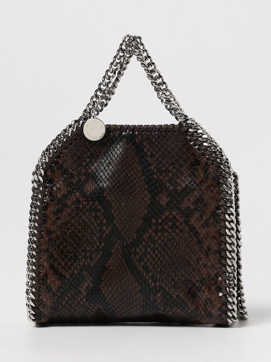 STELLA MCCARTNEY BORSA A MANO: Borsa Falabella Mini Stella McCartney in pelle sintetica stampa pitone , Marrone - Img 1