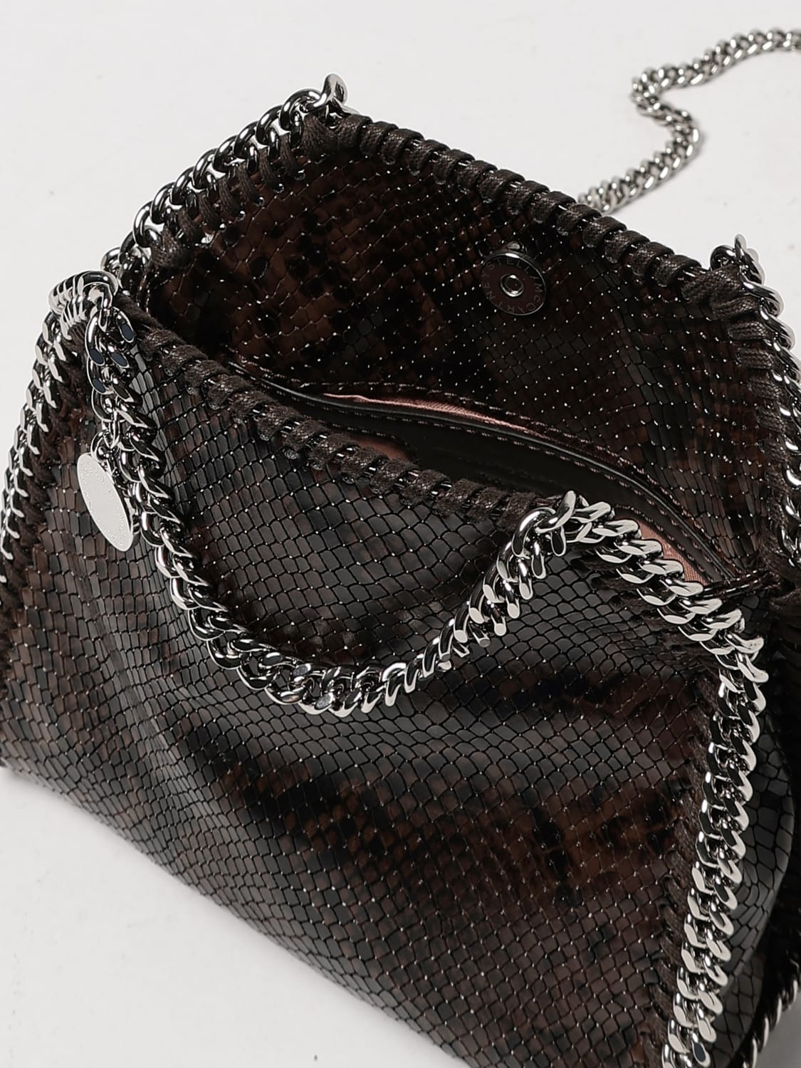 STELLA MCCARTNEY BORSA A MANO: Borsa Falabella Mini Stella McCartney in pelle sintetica stampa pitone , Marrone - Img 5