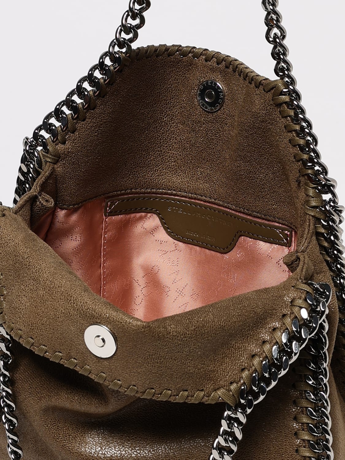 STELLA MCCARTNEY BORSA A MANO: Borsa Falabella Stella McCartney in camoscio sintetico cracklè , Oliva - Img 5