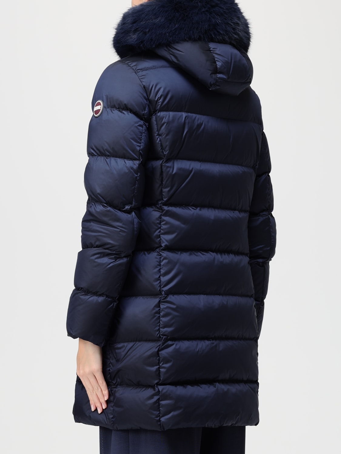 COLMAR GIACCA: Piumino lungo con cappuccio e pelliccia sintetica Colmar, Blue Navy - Img 2