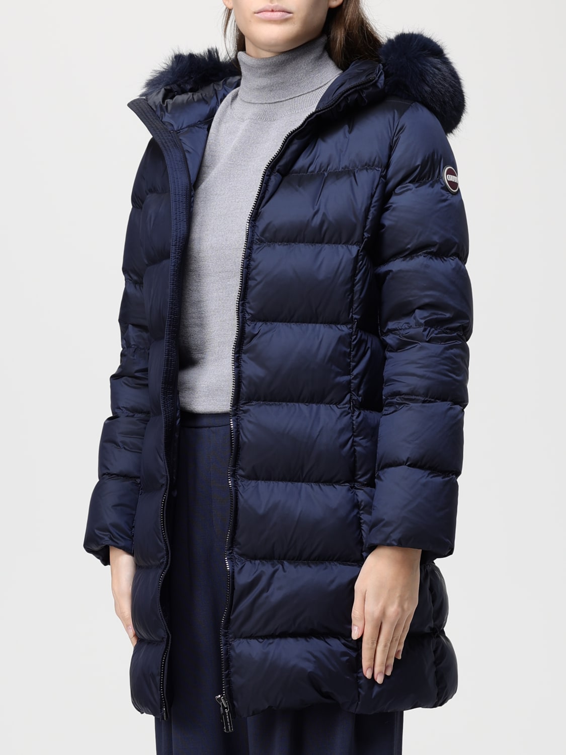 COLMAR GIACCA: Piumino lungo con cappuccio e pelliccia sintetica Colmar, Blue Navy - Img 3