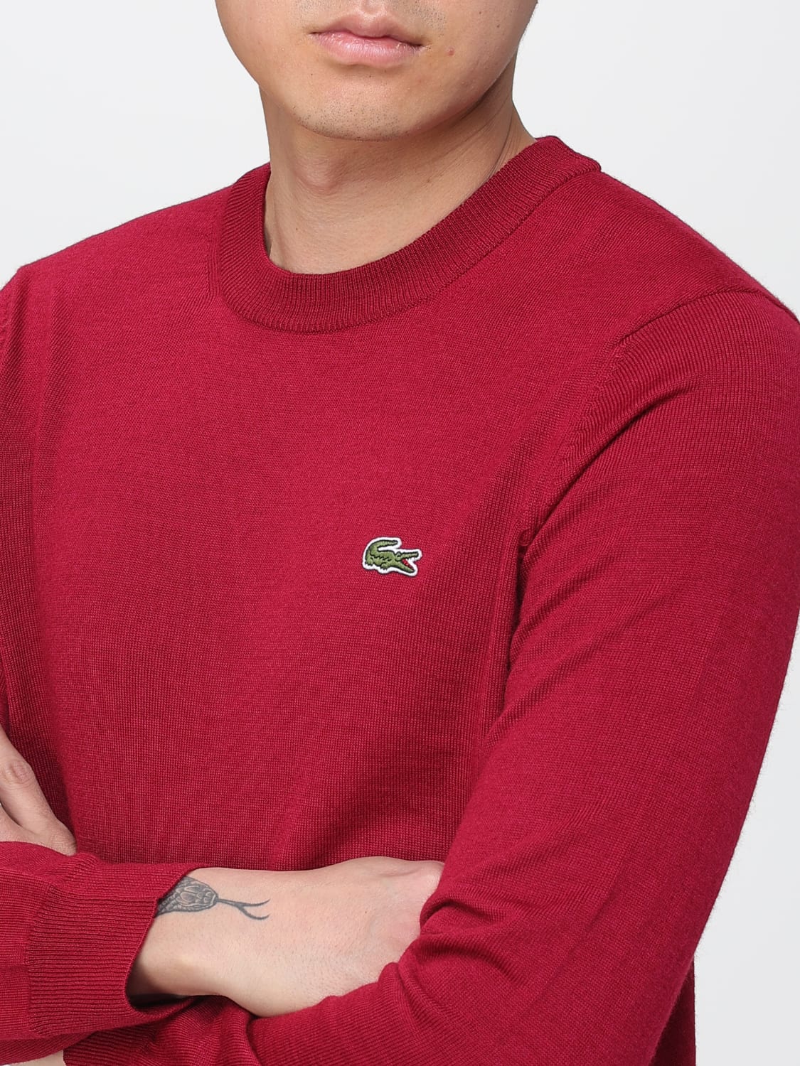 LACOSTE 毛衣: 毛衣 男士 Lacoste, 酒红 - Img 3