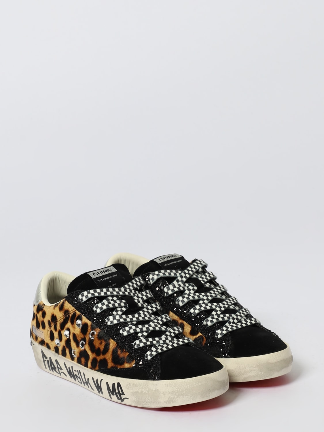 CRIME LONDON SNEAKERS: Sneakers Distressed Wild Step Crime London in cavallino animalier , Nero - Img 2