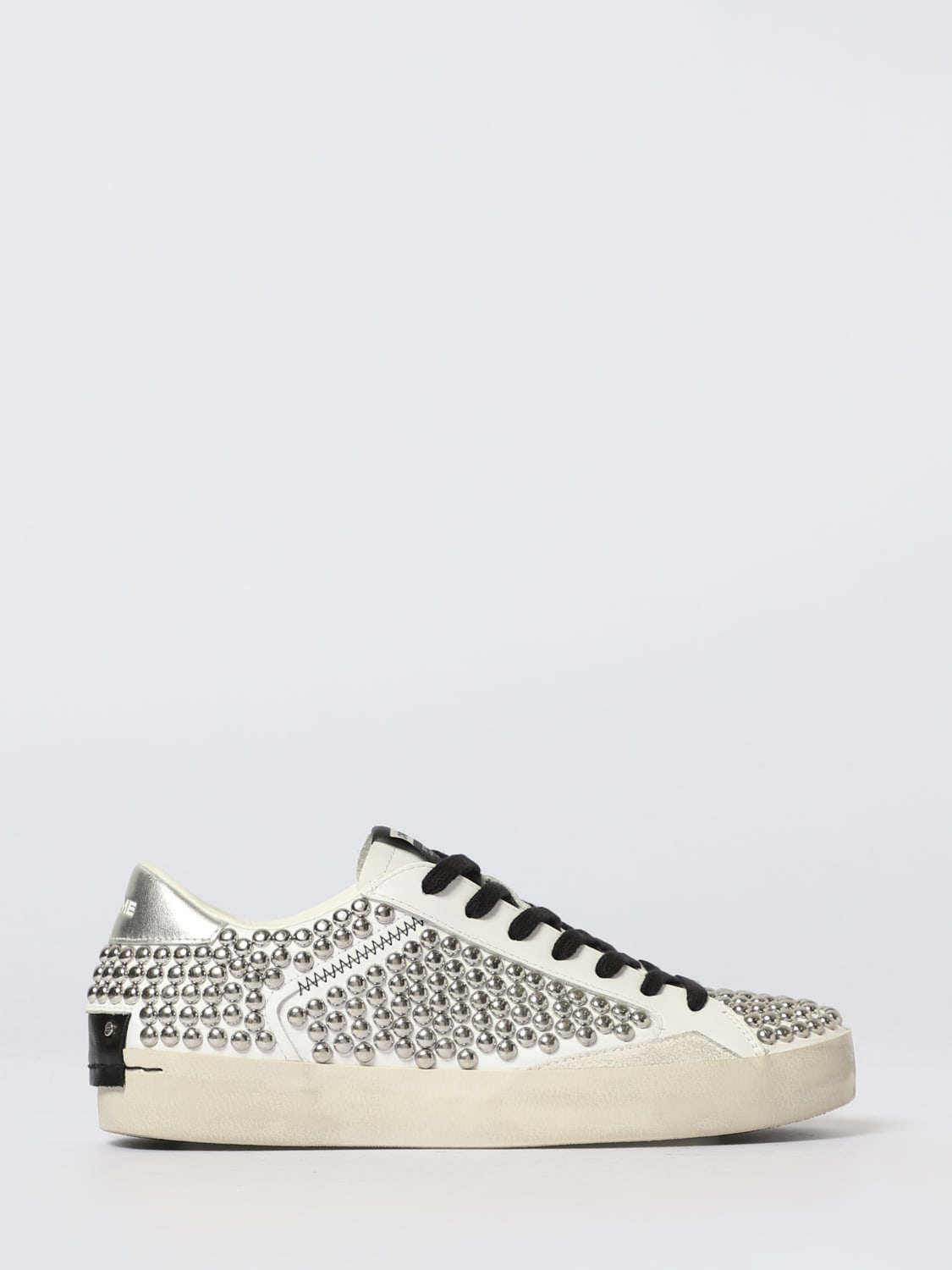 CRIME LONDON SNEAKERS: Sneakers Distressed Crime London in pelle con borchie , Bianco - Img 1