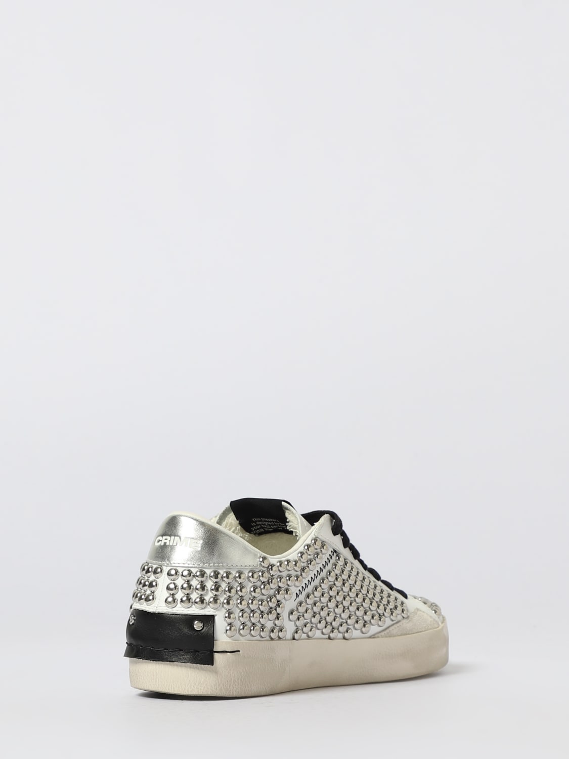 CRIME LONDON SNEAKERS: Sneakers Distressed Crime London in pelle con borchie , Bianco - Img 3