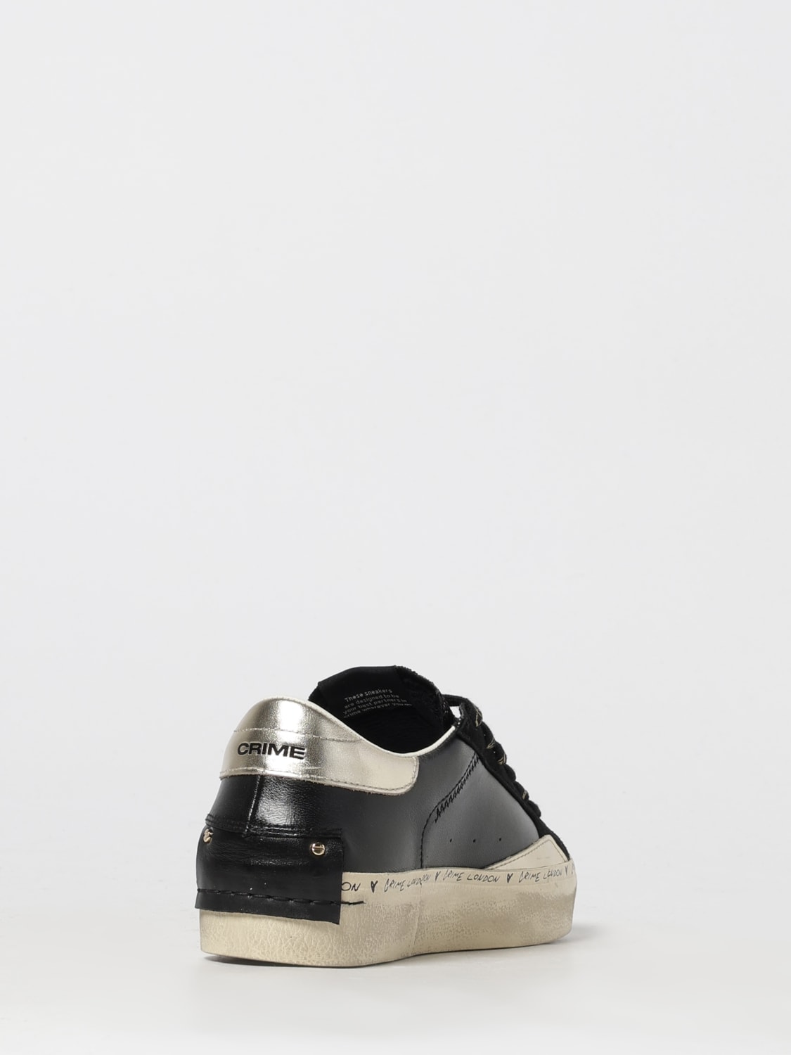 CRIME LONDON SNEAKERS: Sneakers Distressed Platform Crime London in pelle used con glitter , Nero - Img 3