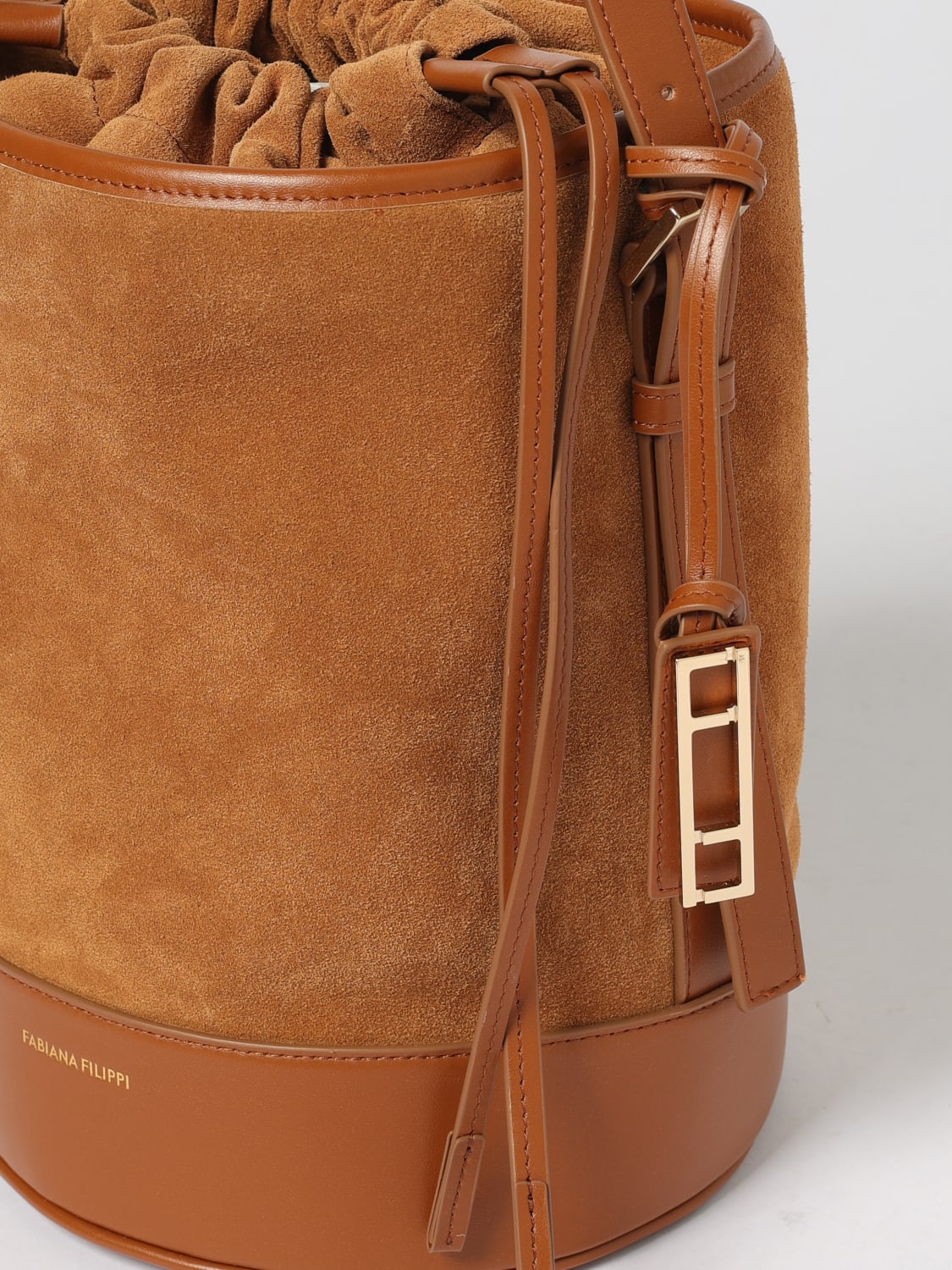 FABIANA FILIPPI BORSA A SPALLA: Borsa a secchiello in camoscio Fabiana Filippi, Corda - Img 3