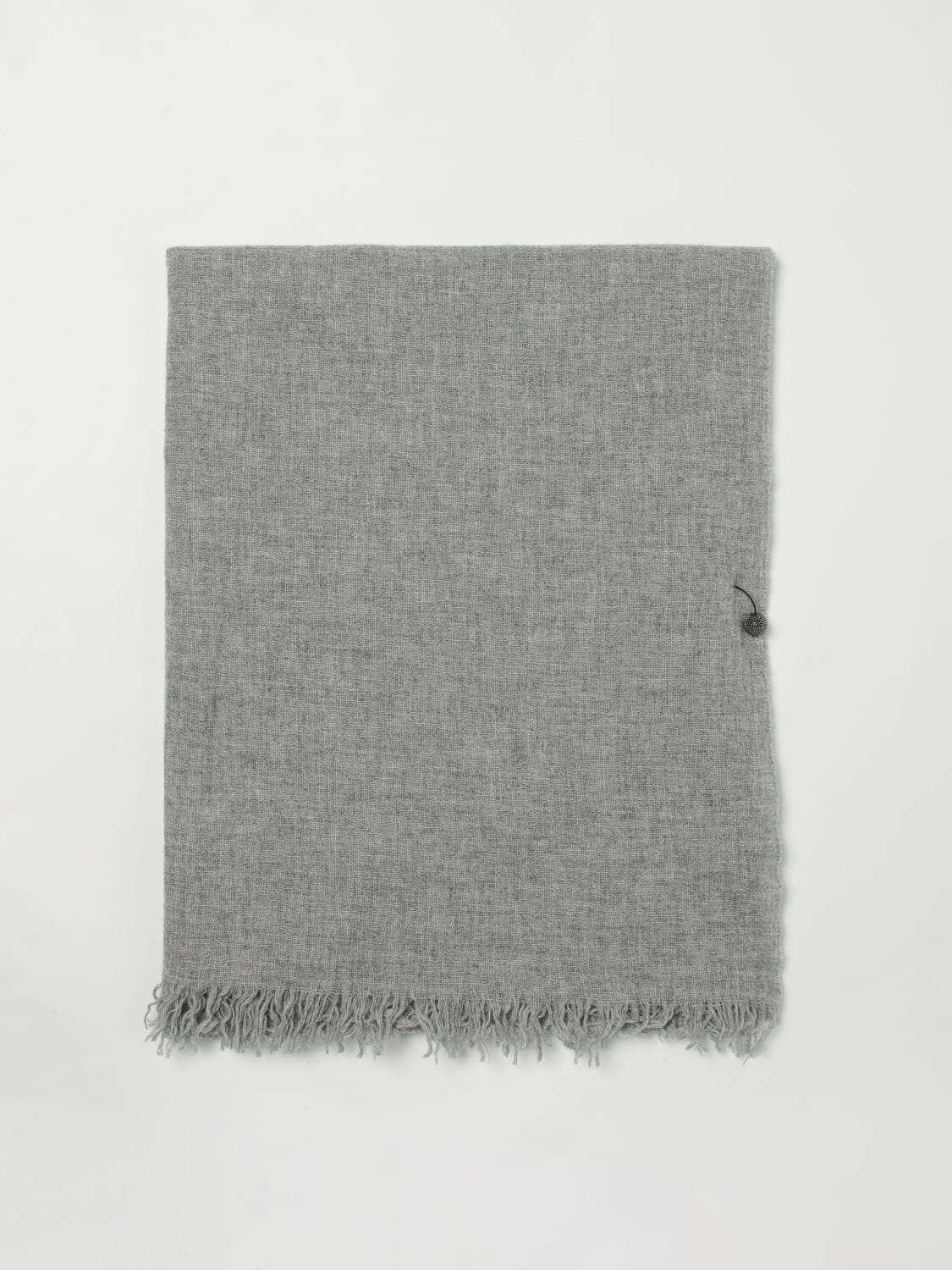 FABIANA FILIPPI SCIARPA: Sciarpa Fabiana Filippi in lana fili diamante con piercing gioiello , Grigio - Img 1