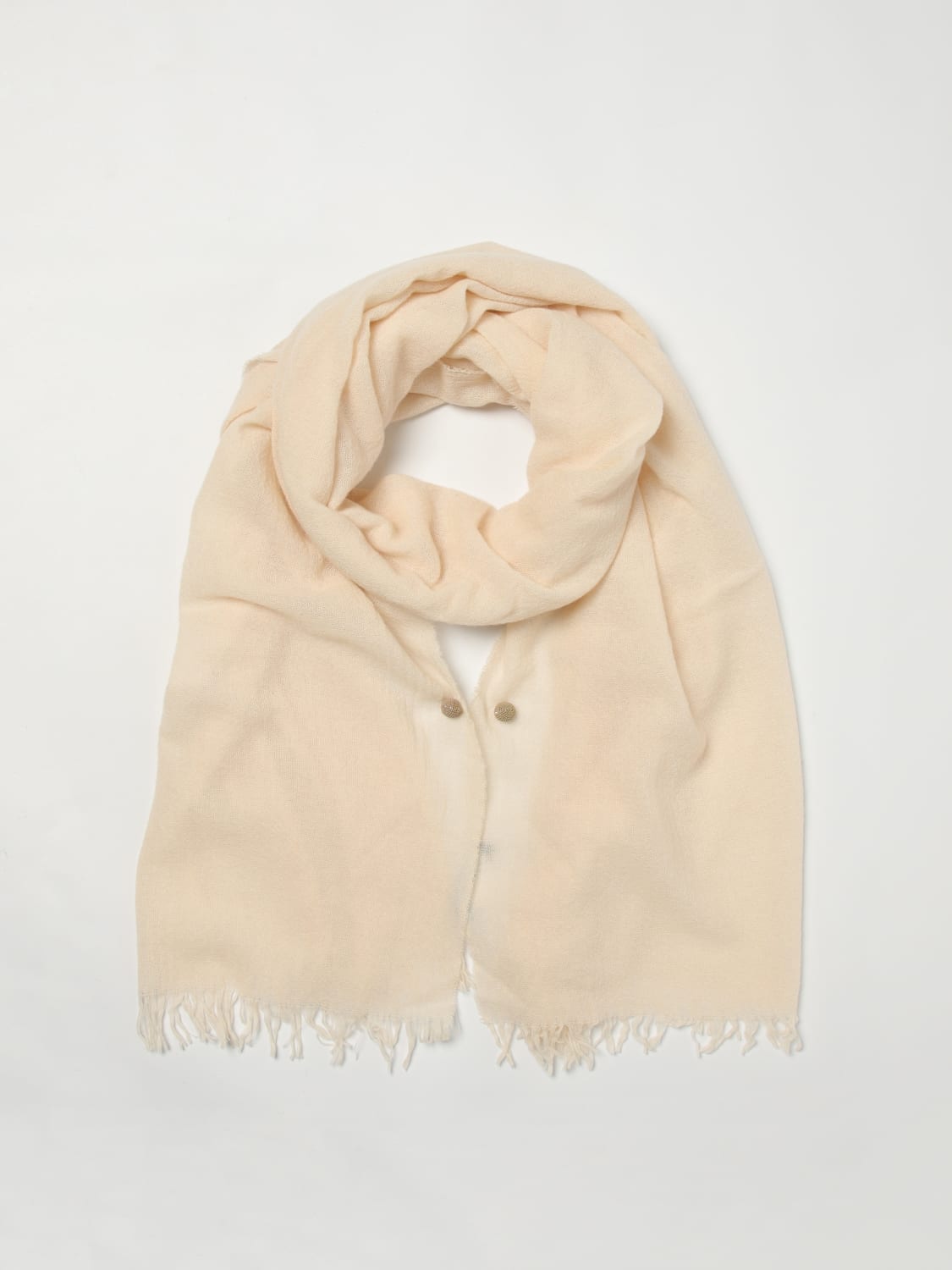 FABIANA FILIPPI SCIARPA: Sciarpa Fabiana Filippi in lana fili diamante con piercing gioiello , Panna - Img 2