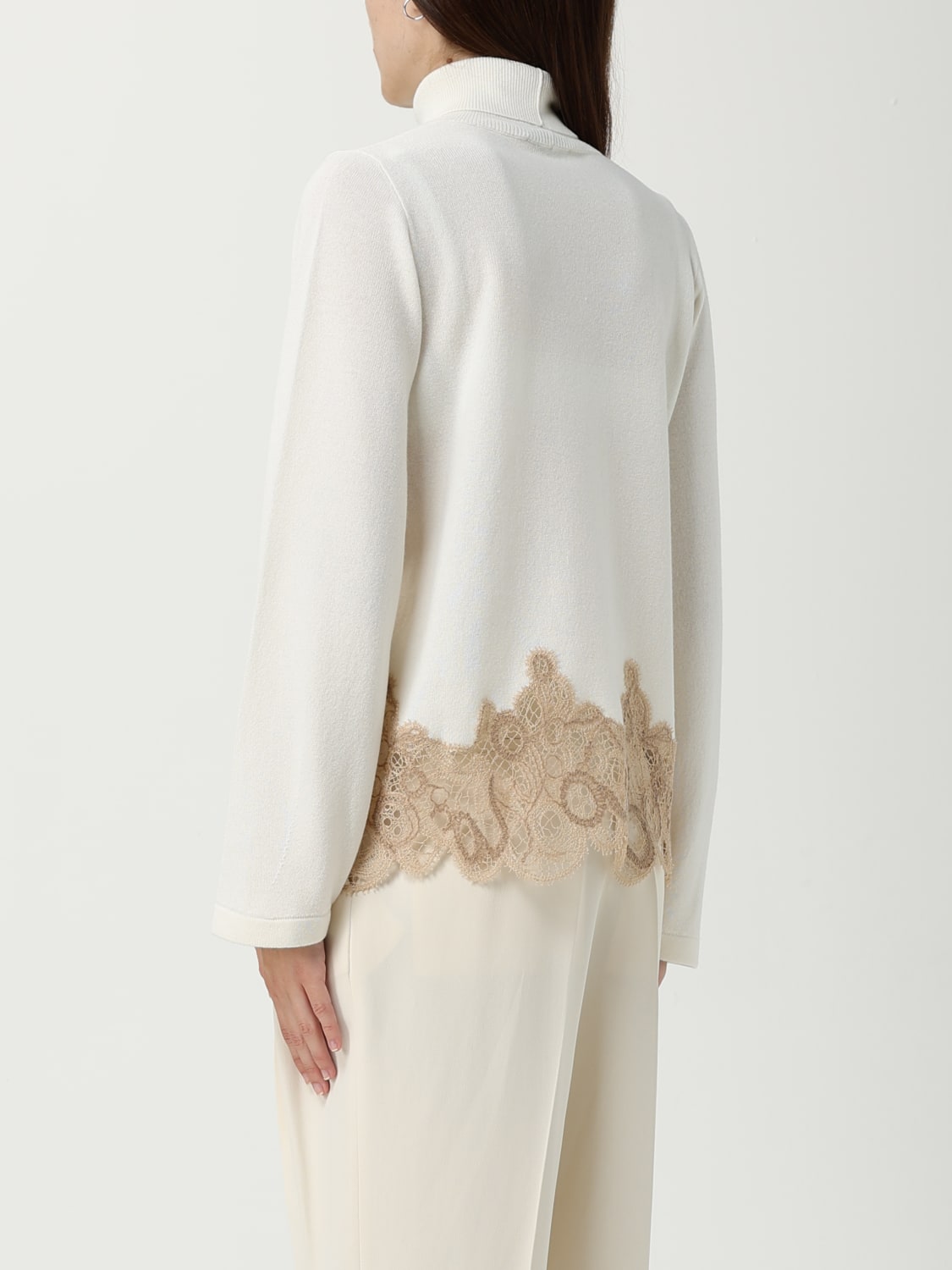 FABIANA FILIPPI MAGLIA: Maglione a Lupetto con inserti in pizzo Fabiana Filippi, Corda - Img 3