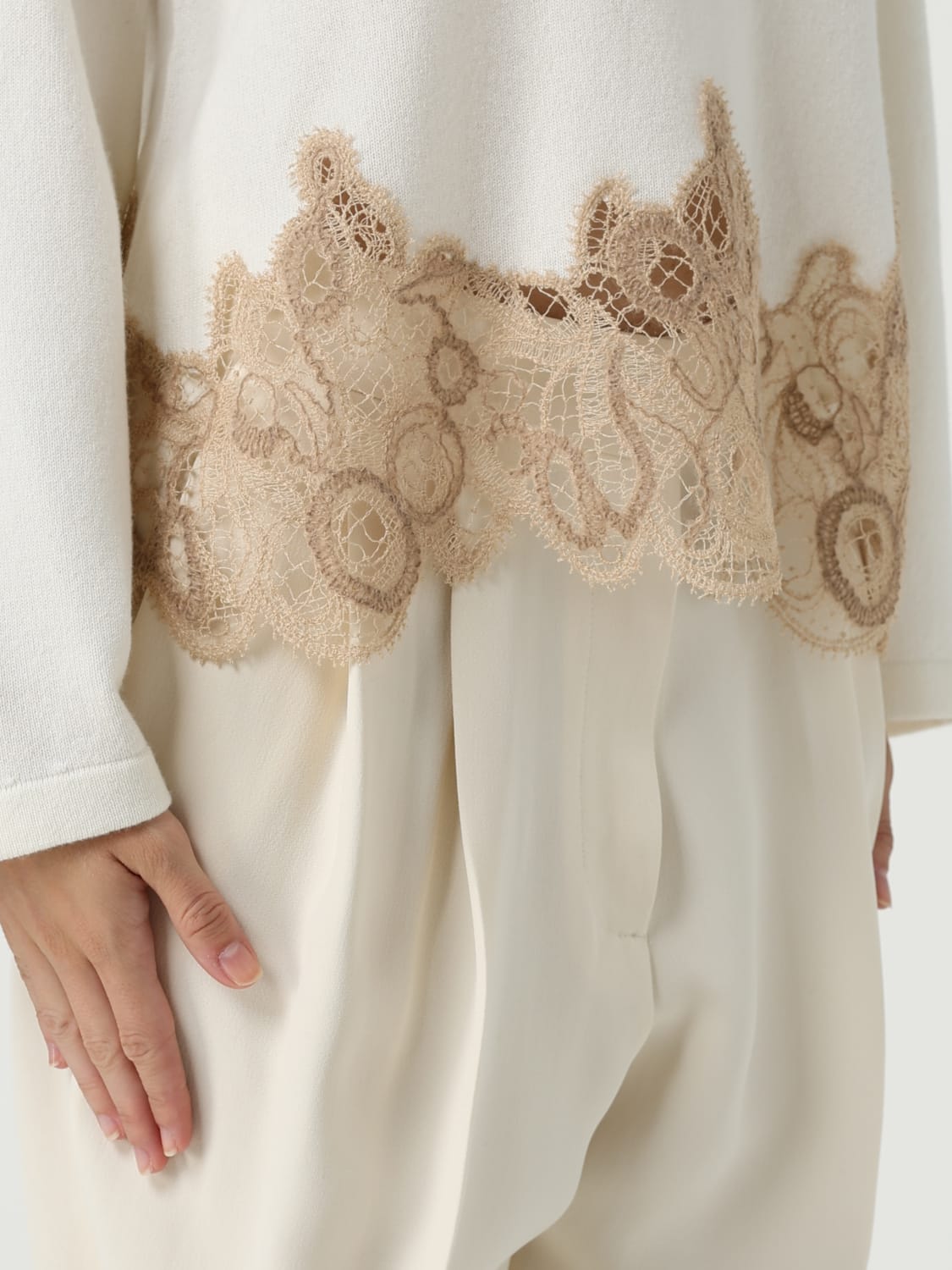 FABIANA FILIPPI MAGLIA: Maglione a Lupetto con inserti in pizzo Fabiana Filippi, Corda - Img 4