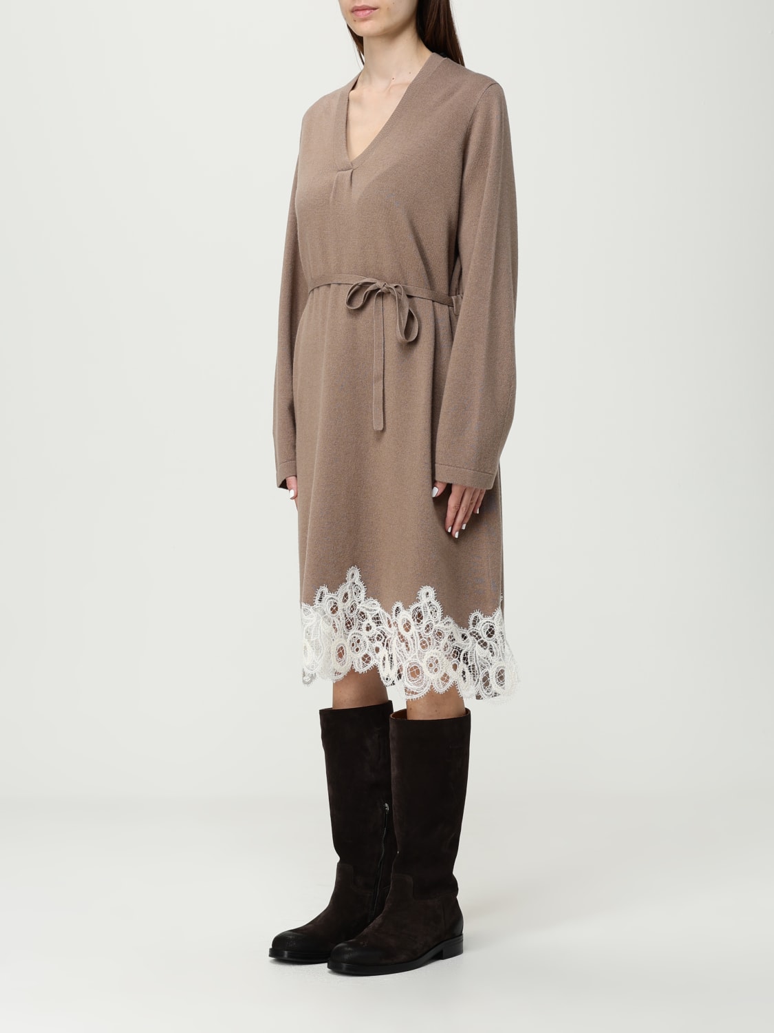 FABIANA FILIPPI ABITO: Abito in maglia Fabiana Filippi in lana e seta , Cammello - Img 3