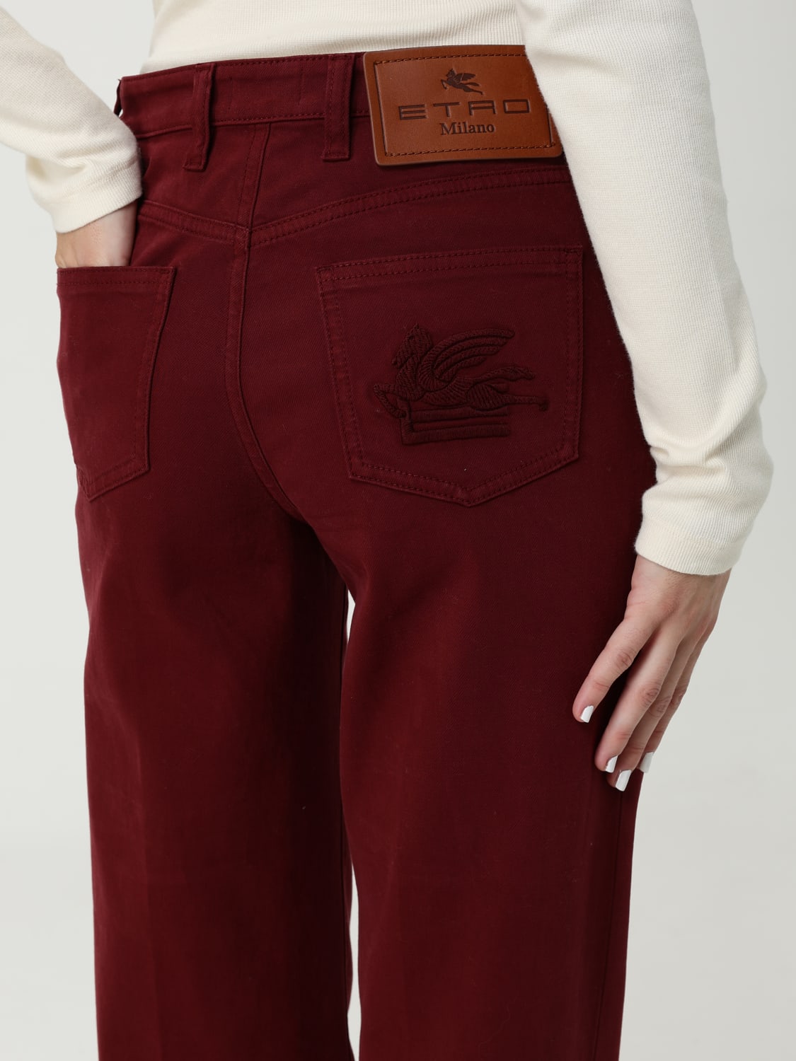 ETRO PANTS: Pants woman Etro, Burgundy - Img 4