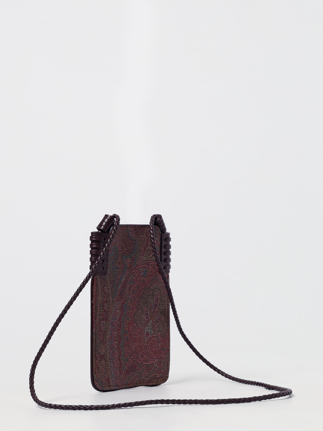 ETRO ACCESSORI TECH: Borsa per smartphone Arnica Etro in cotone spalmato stampa Paisley e pelle , Marrone - Img 3