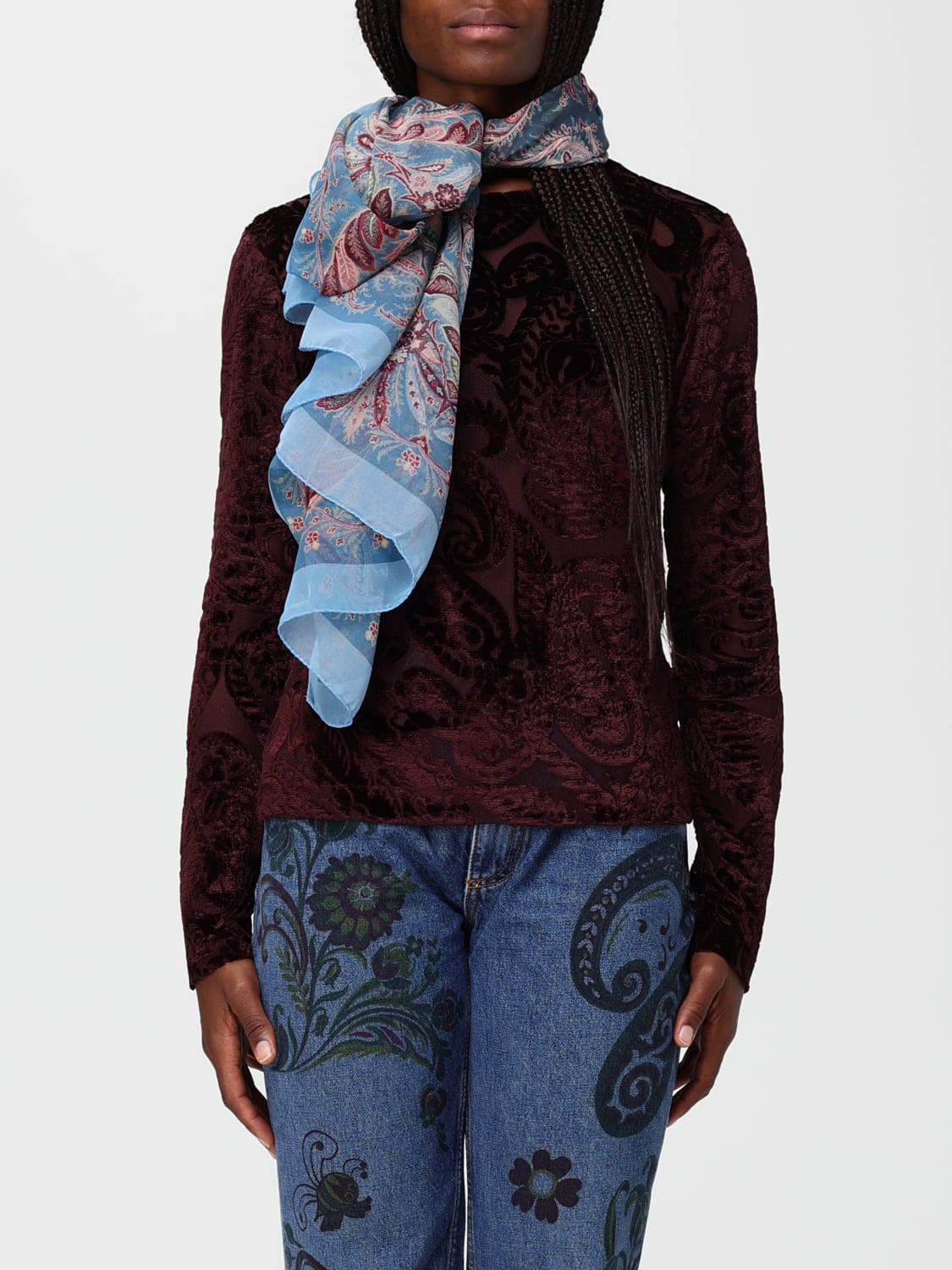 ETRO BUFANDA: Bufanda mujer Etro, Azul Claro - Img 2