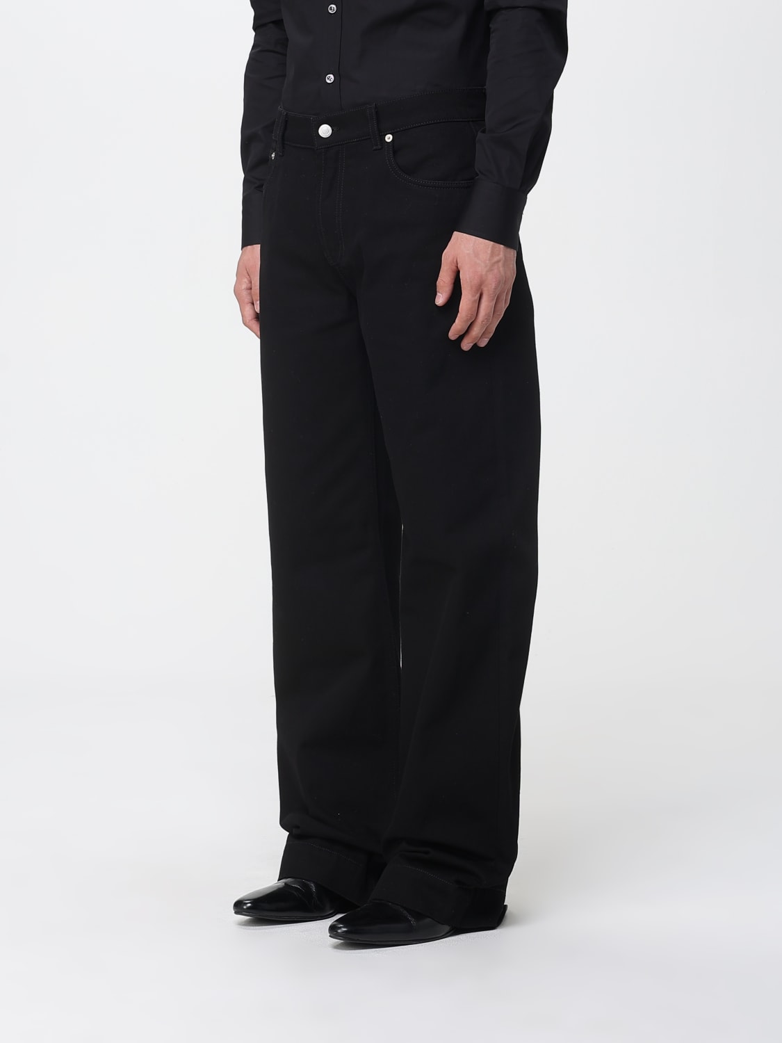 MCQUEEN 牛仔裤: 裤子 男士 McQueen, 黑色 - Img 4