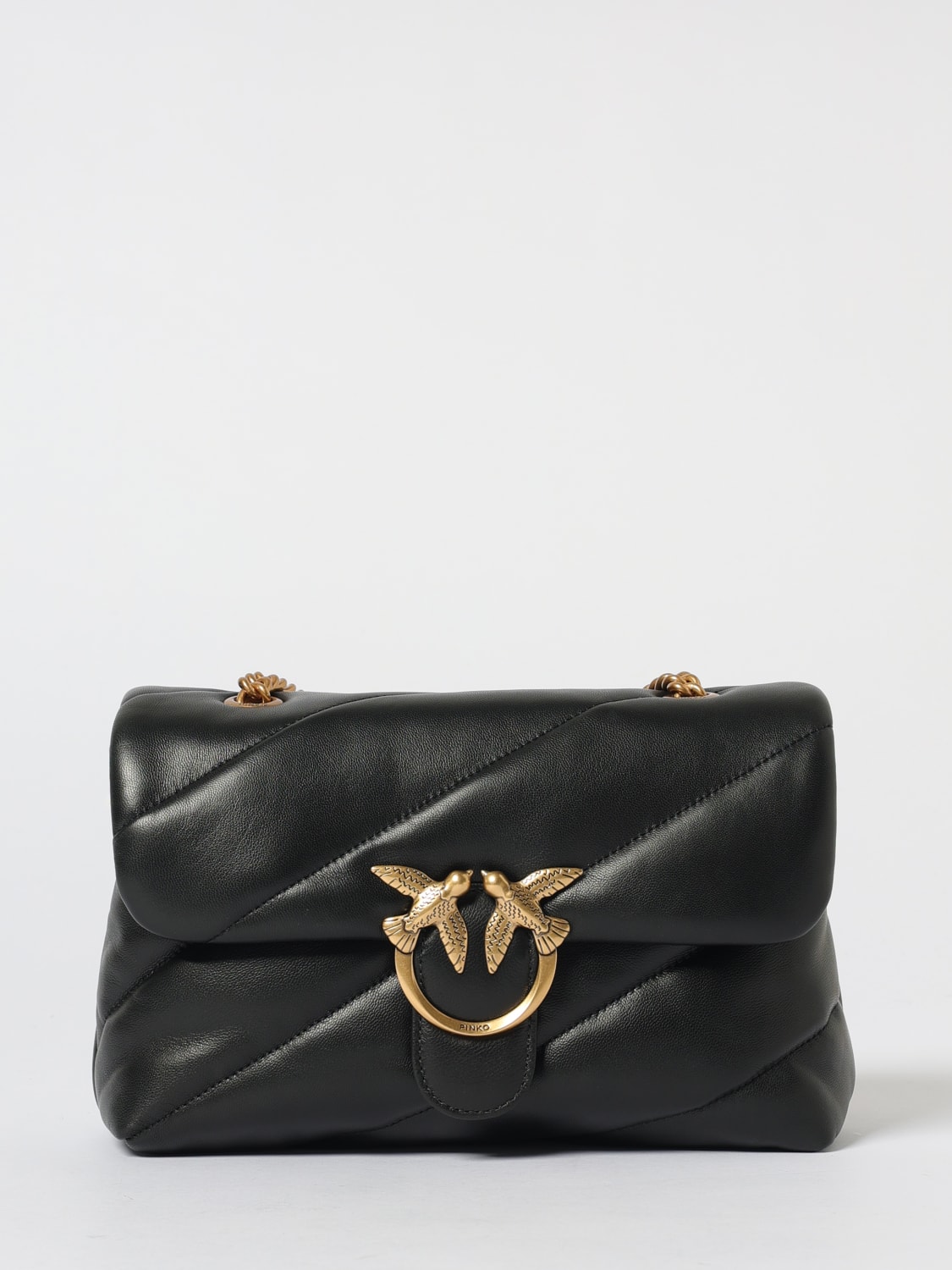 PINKO BORSA A SPALLA: Borsa Love Puff Classic Medium Pinko in nappa matelassè, Nero - Img 1