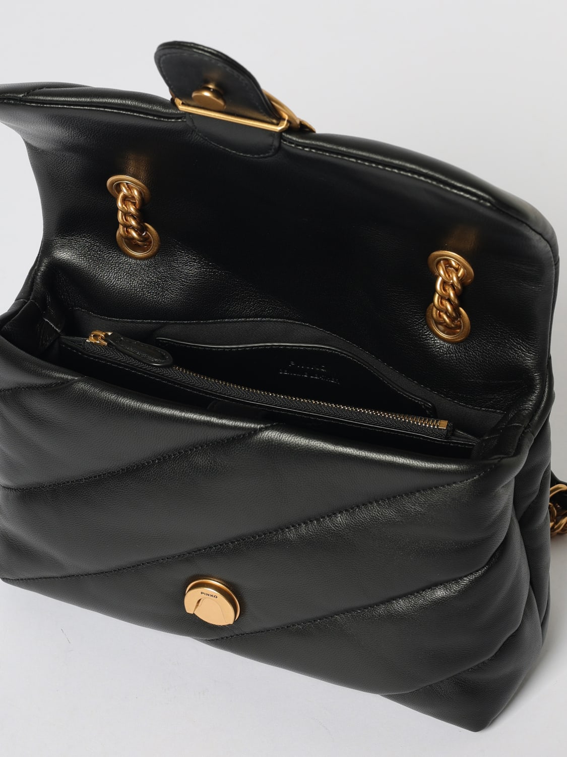 PINKO BORSA A SPALLA: Borsa Love Puff Classic Medium Pinko in nappa matelassè, Nero - Img 3