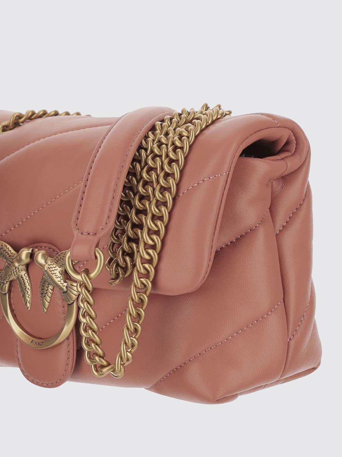 PINKO BORSA MINI: Borsa Love Bag Puff Mini Pinko in nappa matelassè , Marrone - Img 3