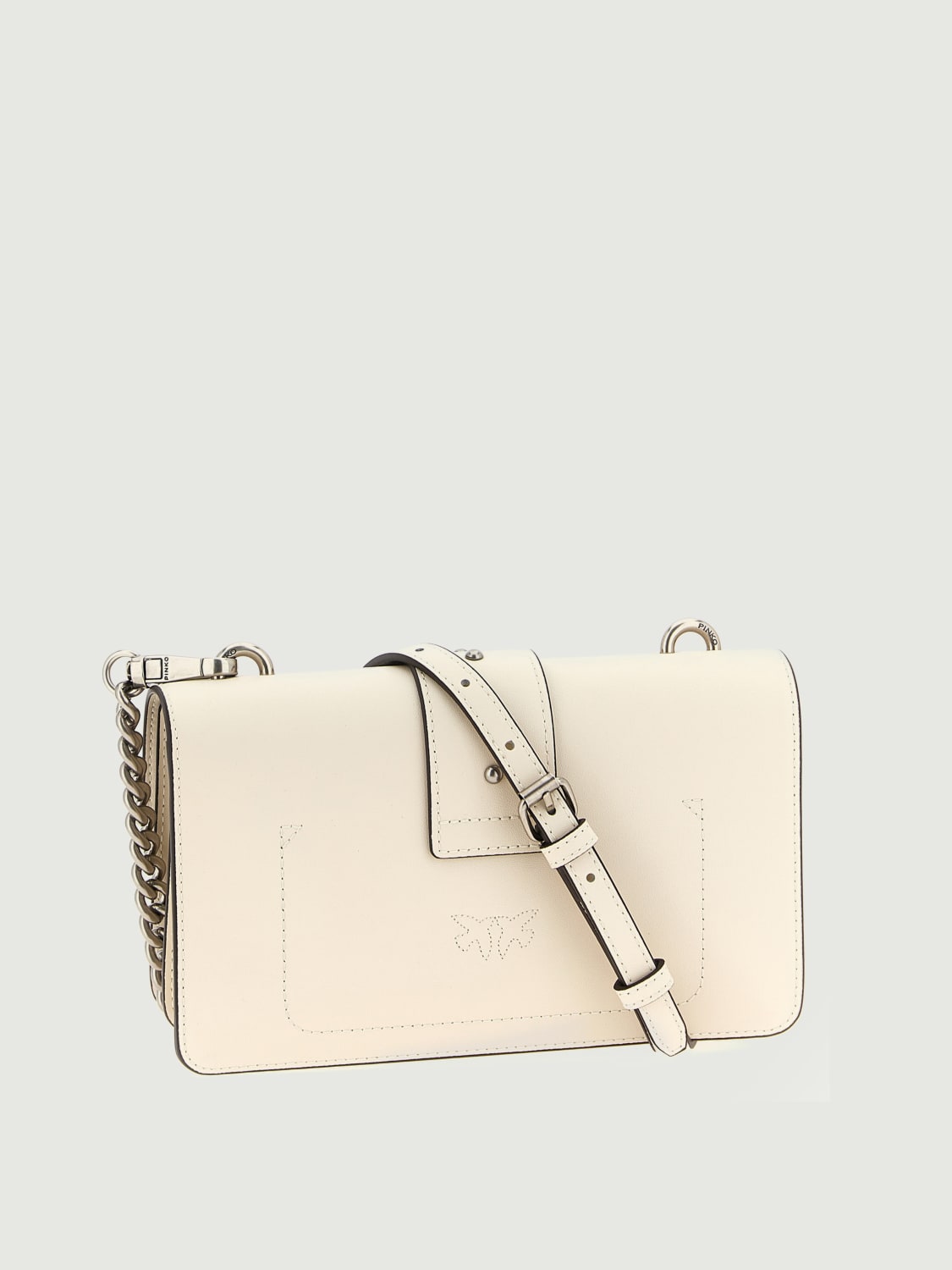 PINKO BORSA MINI: Borsa Love One Classic Mini Pinko in pelle , Bianco 1 - Img 2