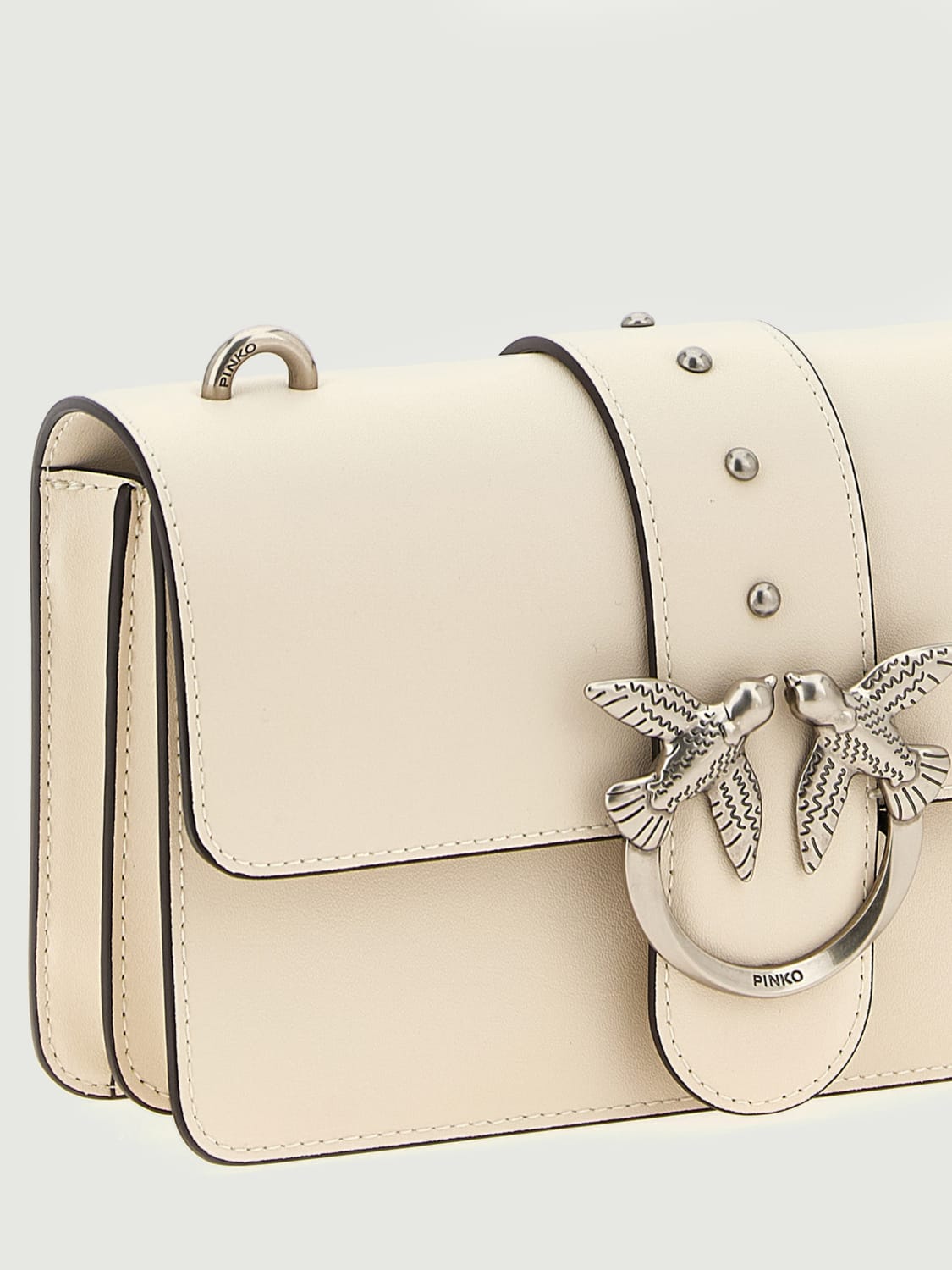 PINKO BORSA MINI: Borsa Love One Classic Mini Pinko in pelle , Bianco 1 - Img 3