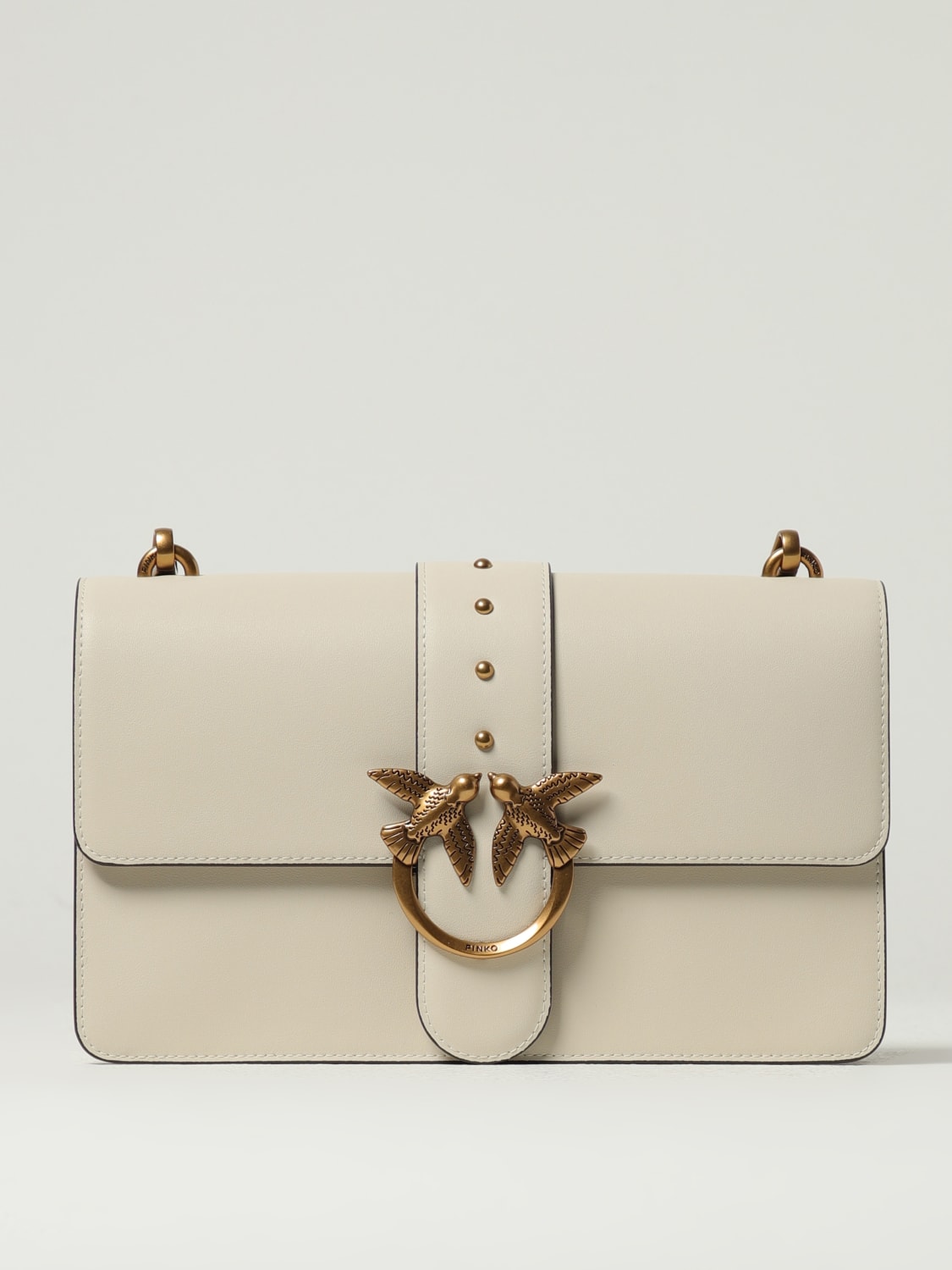 PINKO BORSA A SPALLA: Borsa Love One Classic Pinko in pelle , Bianco - Img 1
