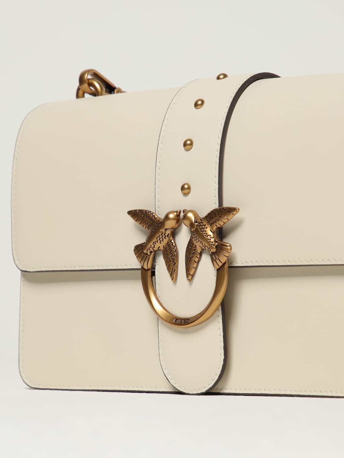 PINKO BORSA A SPALLA: Borsa Love One Classic Pinko in pelle , Bianco - Img 3