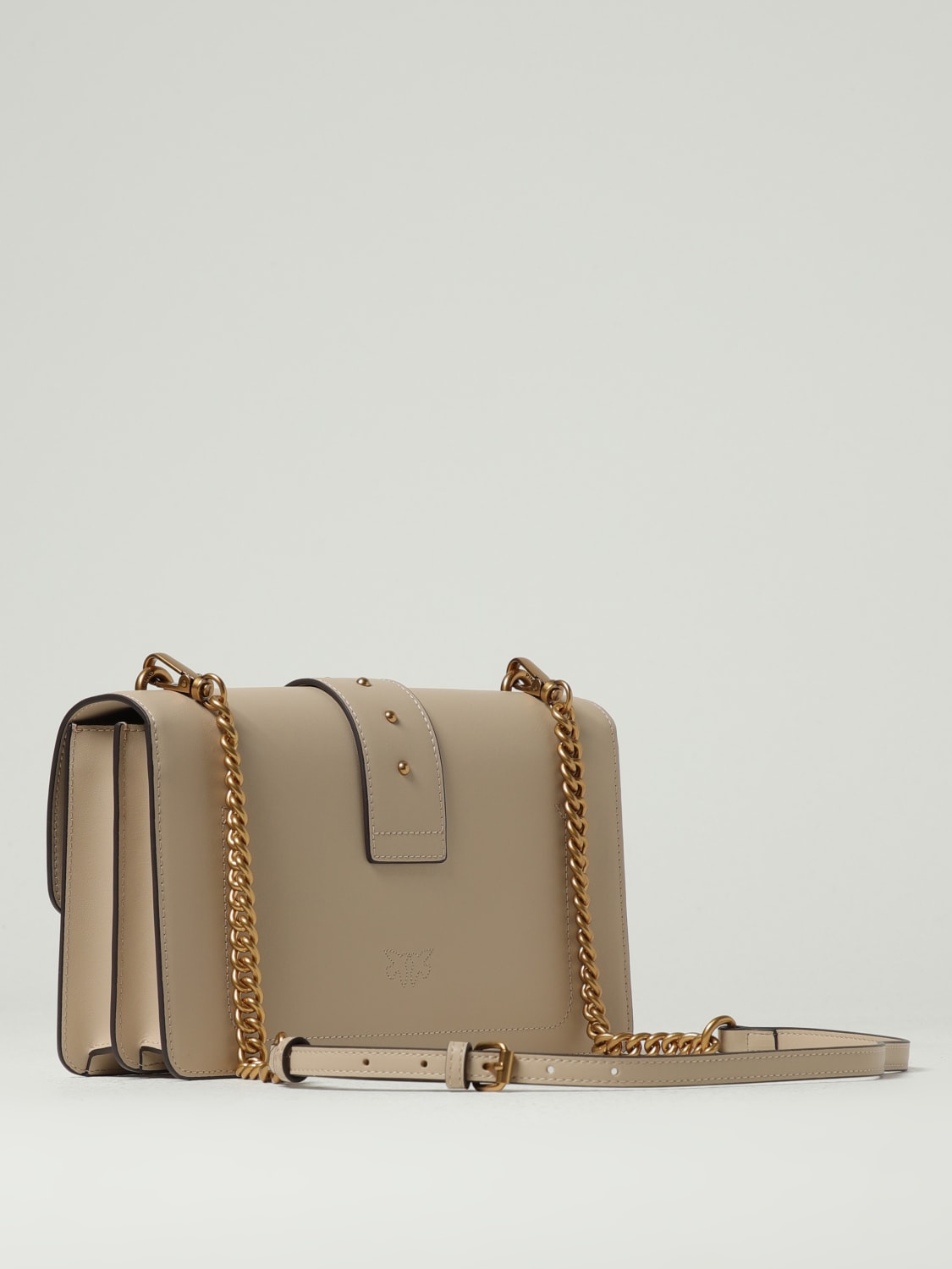 PINKO BORSA A SPALLA: Borsa Love One Classic Pinko in pelle , Beige - Img 2