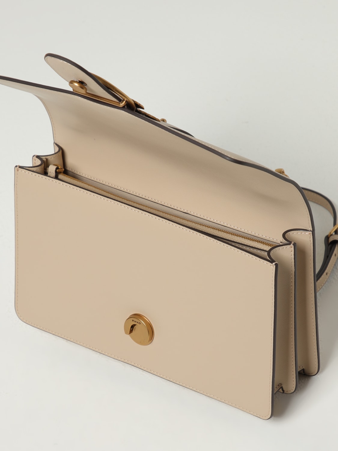 PINKO BORSA A SPALLA: Borsa Love One Classic Pinko in pelle , Beige - Img 3