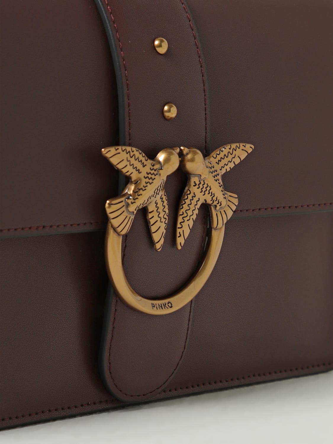 PINKO BORSA A SPALLA: Borsa Love One Classic Pinko in pelle , Marrone - Img 3