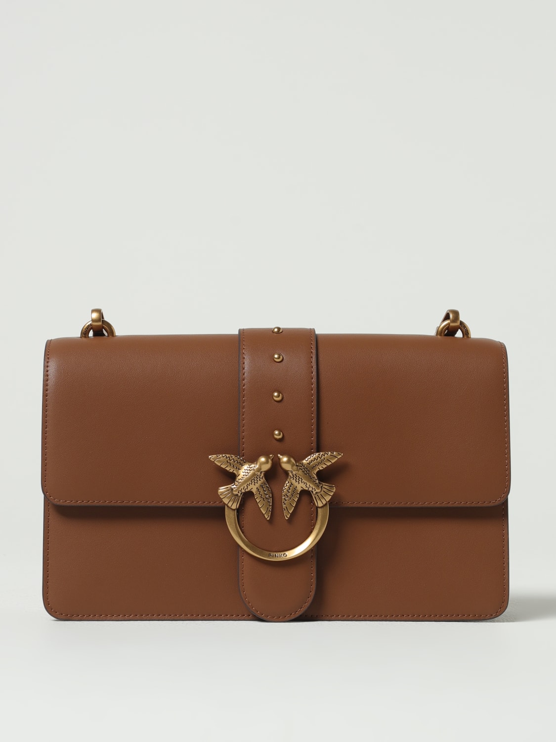 PINKO BORSA A SPALLA: Borsa Love One Classic Pinko in pelle , Moro - Img 1