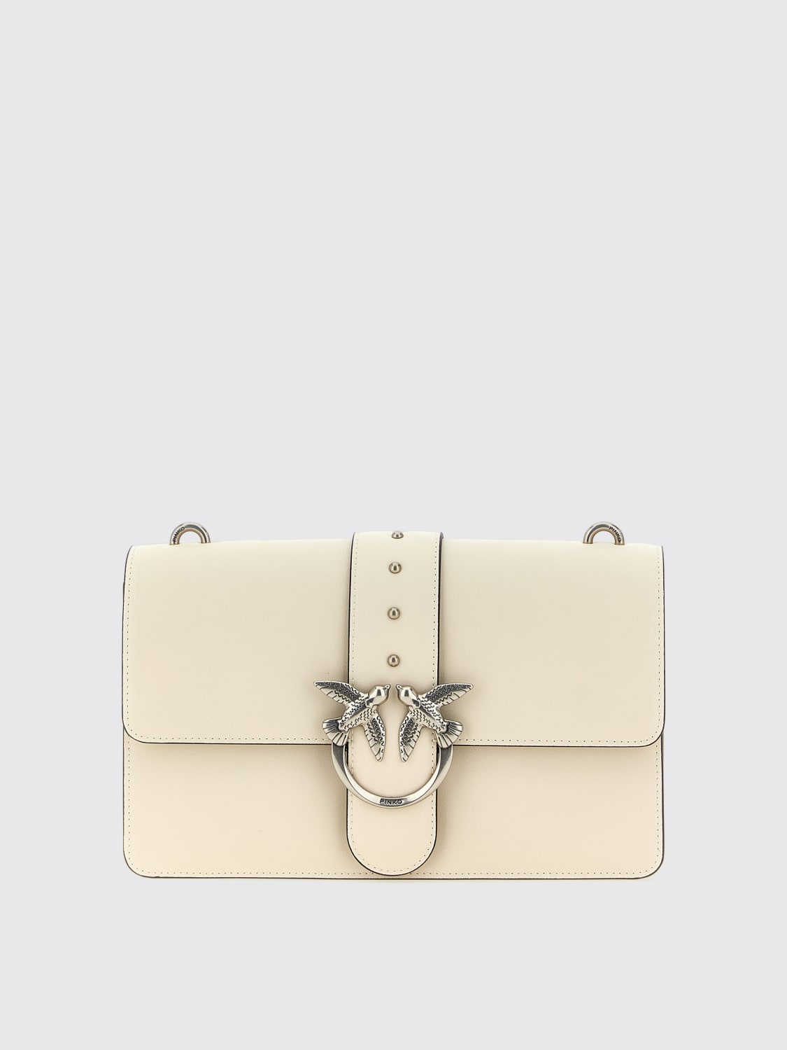 PINKO BORSA A SPALLA: Borsa Love One Classic Pinko in pelle , Bianco 2 - Img 1