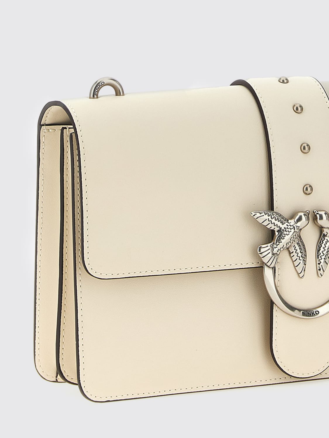 PINKO BORSA A SPALLA: Borsa Love One Classic Pinko in pelle , Bianco 2 - Img 3